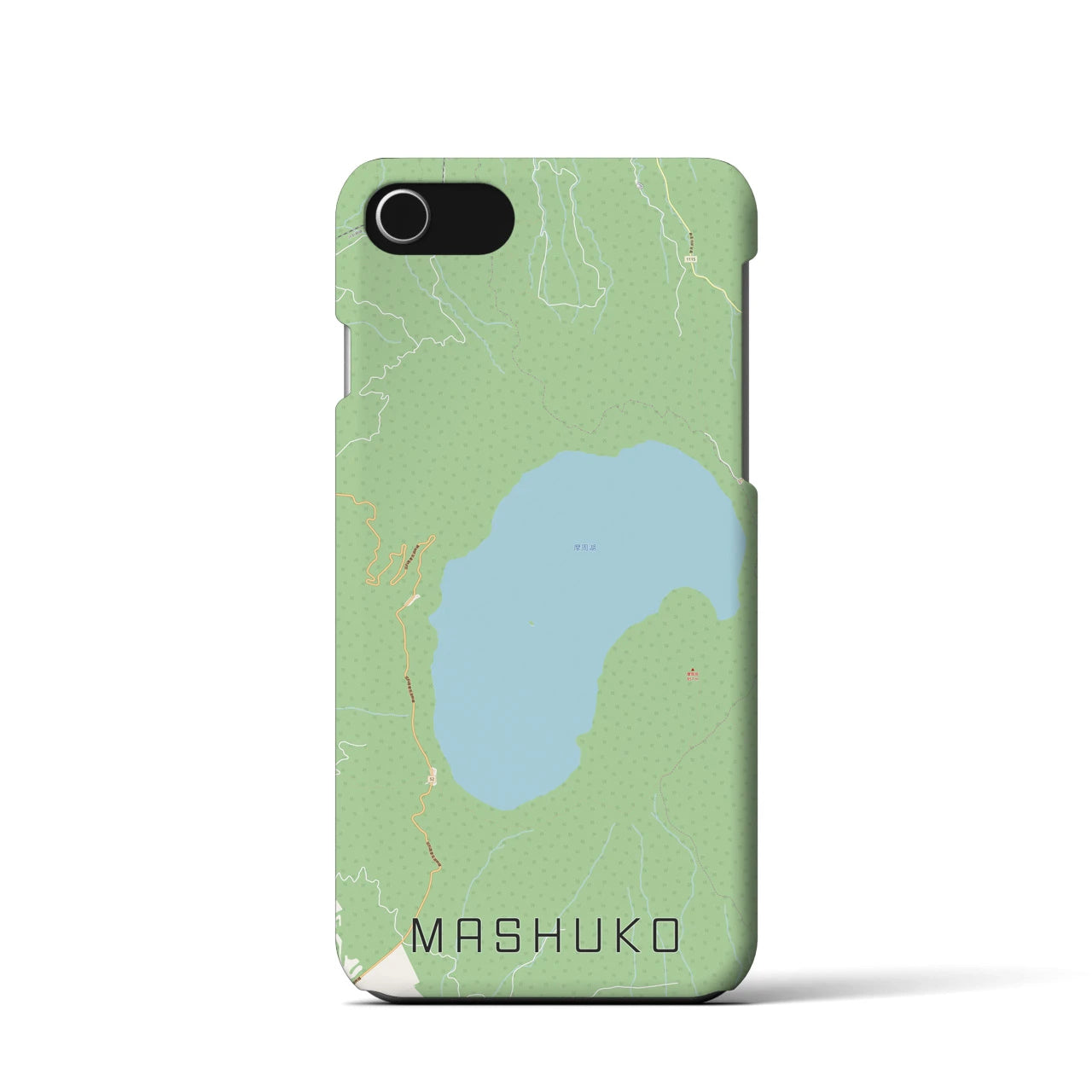 【摩周湖(北海道)】地図柄iPhoneケース(バックカバータイプ)
