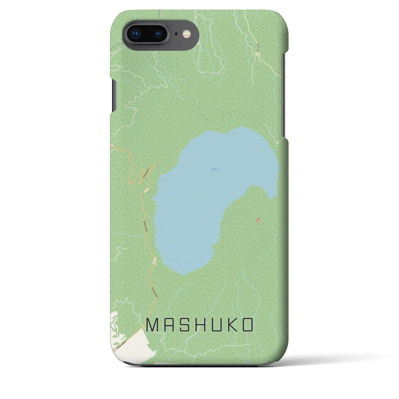 【摩周湖(北海道)】地図柄iPhoneケース(バックカバータイプ)