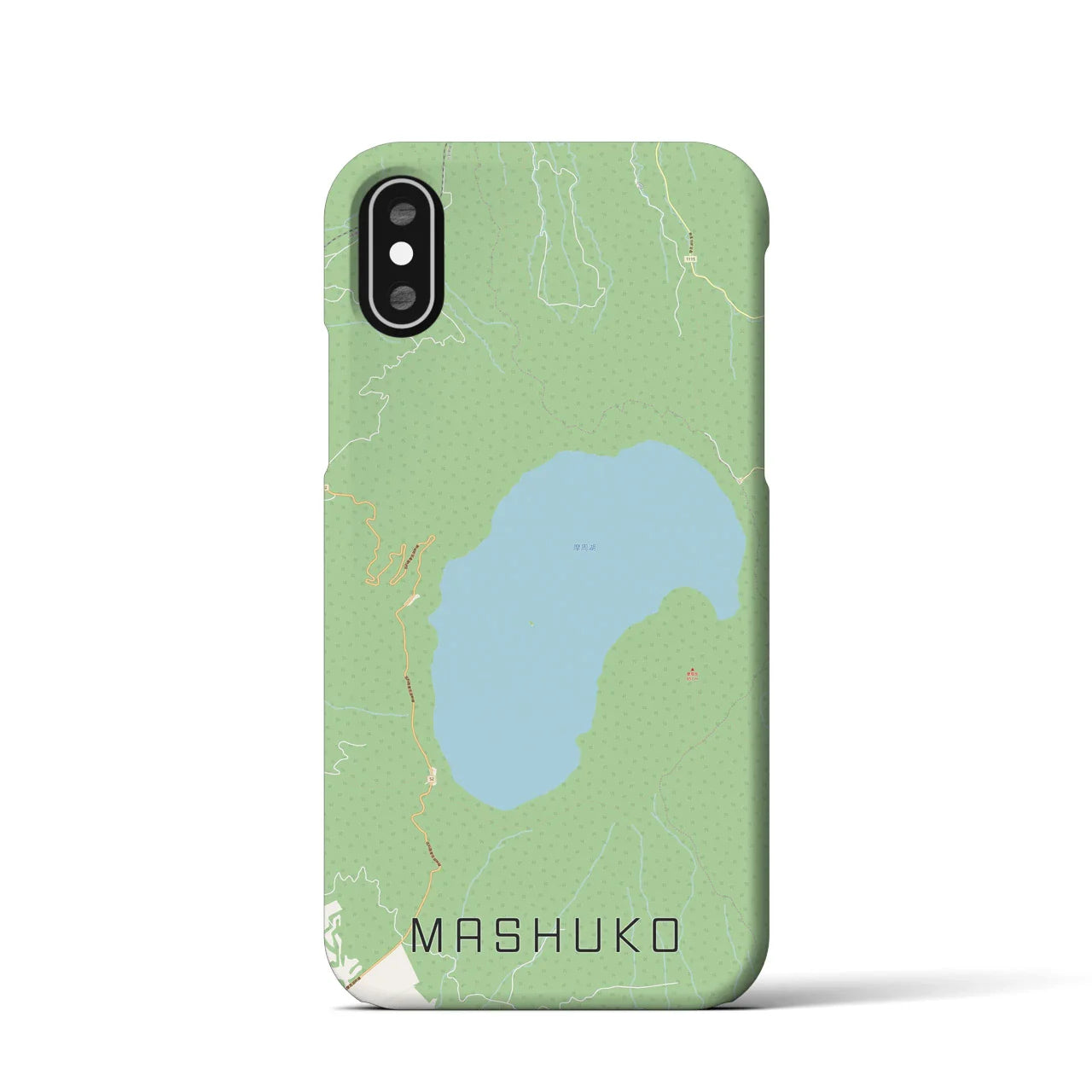 【摩周湖(北海道)】地図柄iPhoneケース(バックカバータイプ)