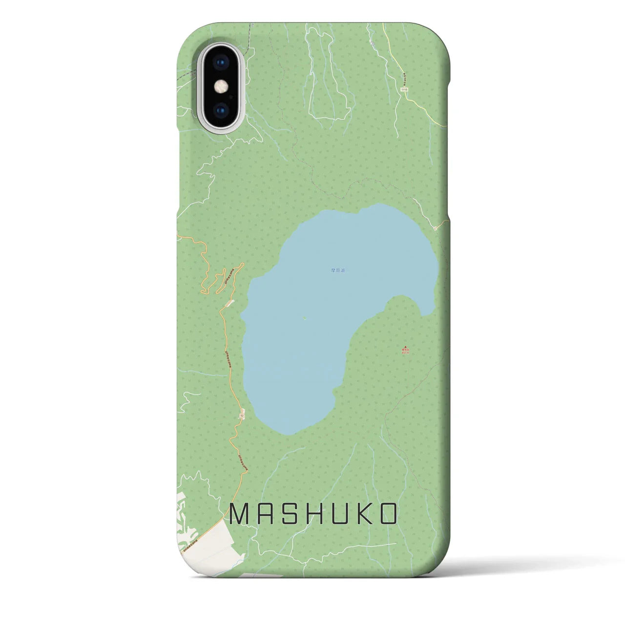 【摩周湖(北海道)】地図柄iPhoneケース(バックカバータイプ)
