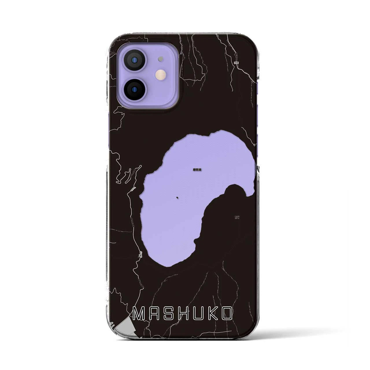 【摩周湖(北海道)】地図柄iPhoneケース(クリアタイプ)