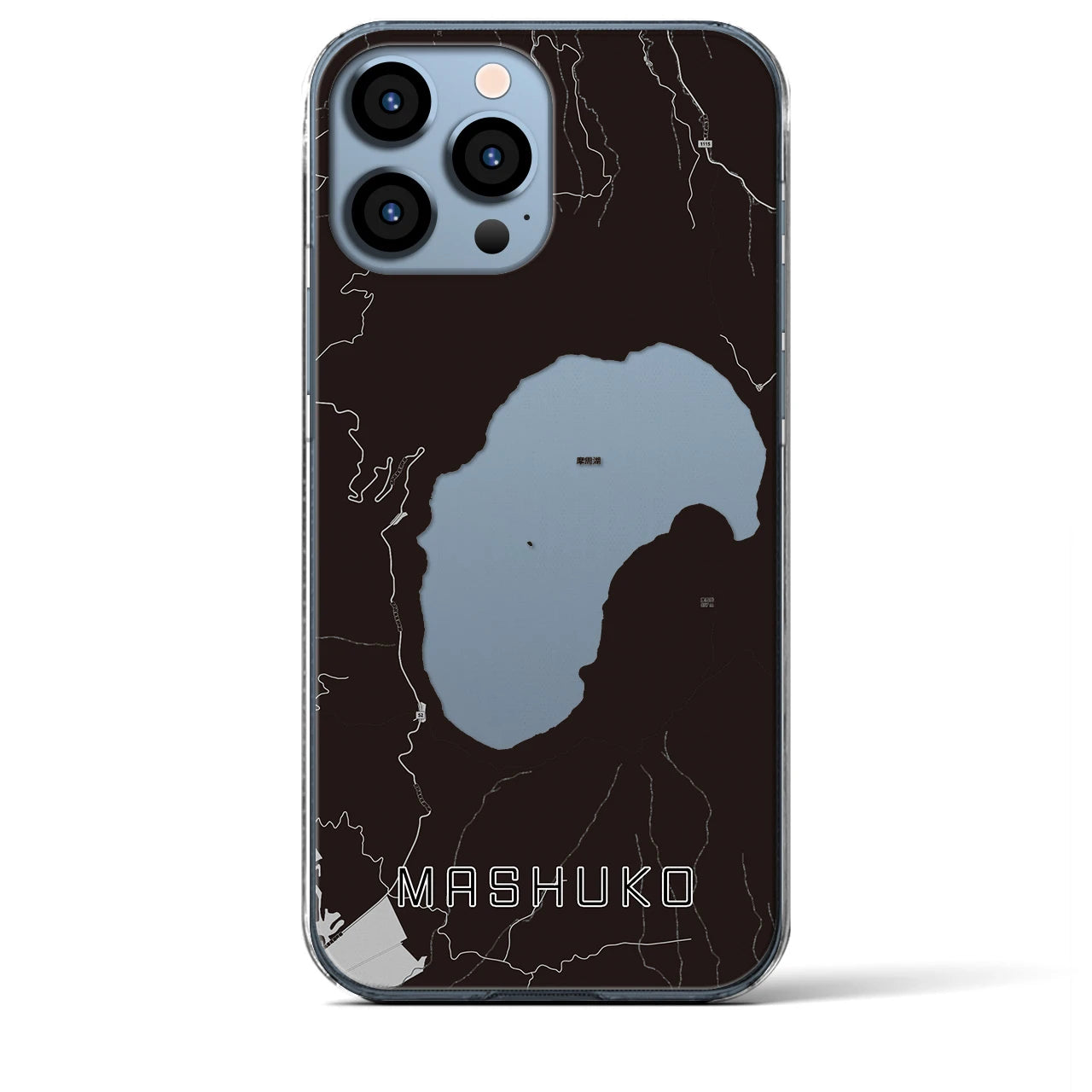 【摩周湖(北海道)】地図柄iPhoneケース(クリアタイプ)