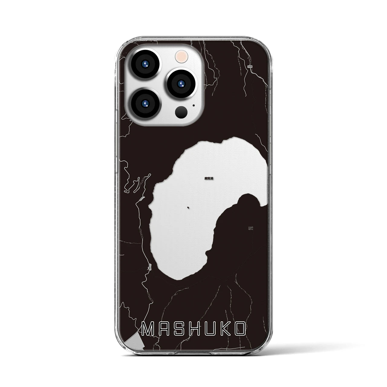 【摩周湖(北海道)】地図柄iPhoneケース(クリアタイプ)
