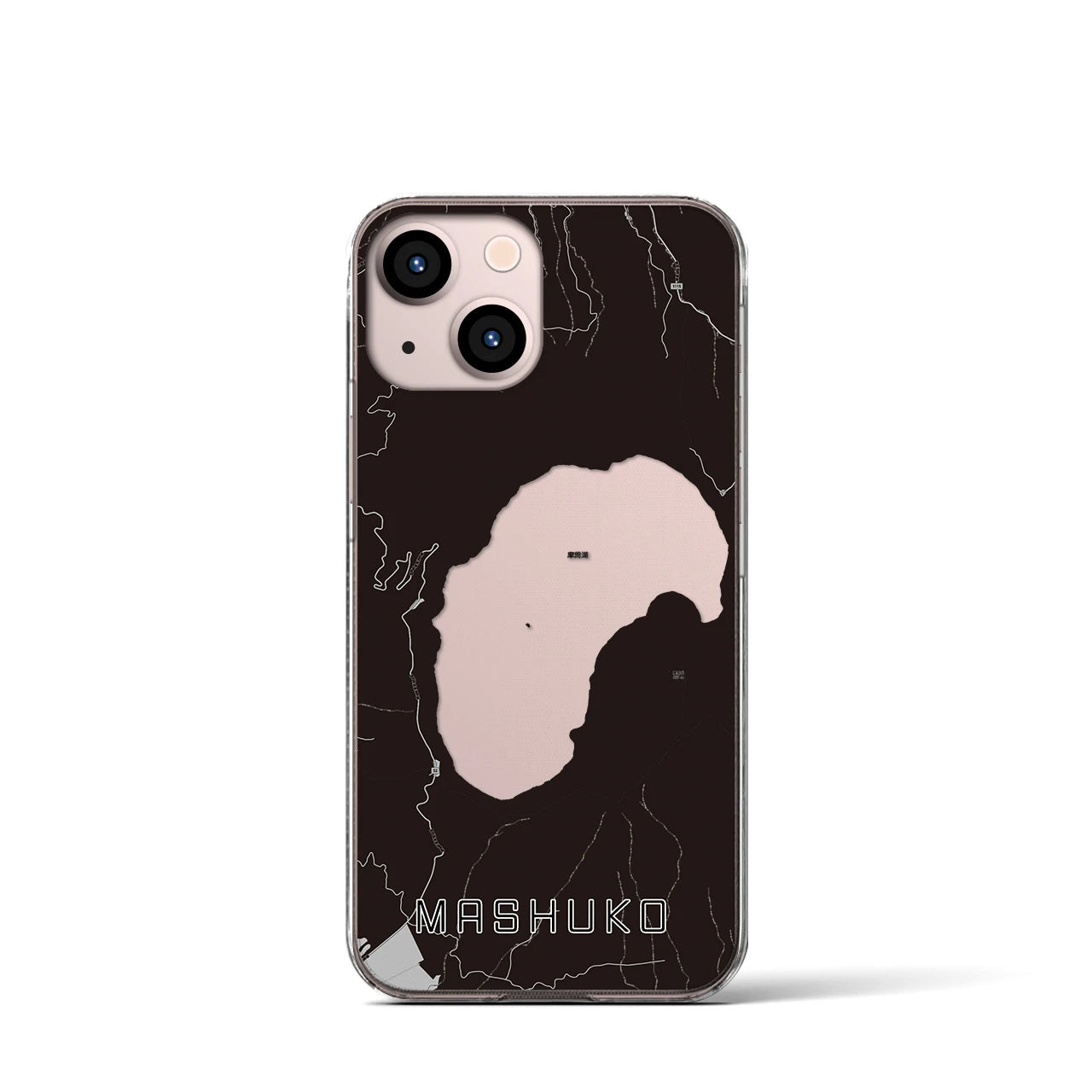 【摩周湖(北海道)】地図柄iPhoneケース(クリアタイプ)