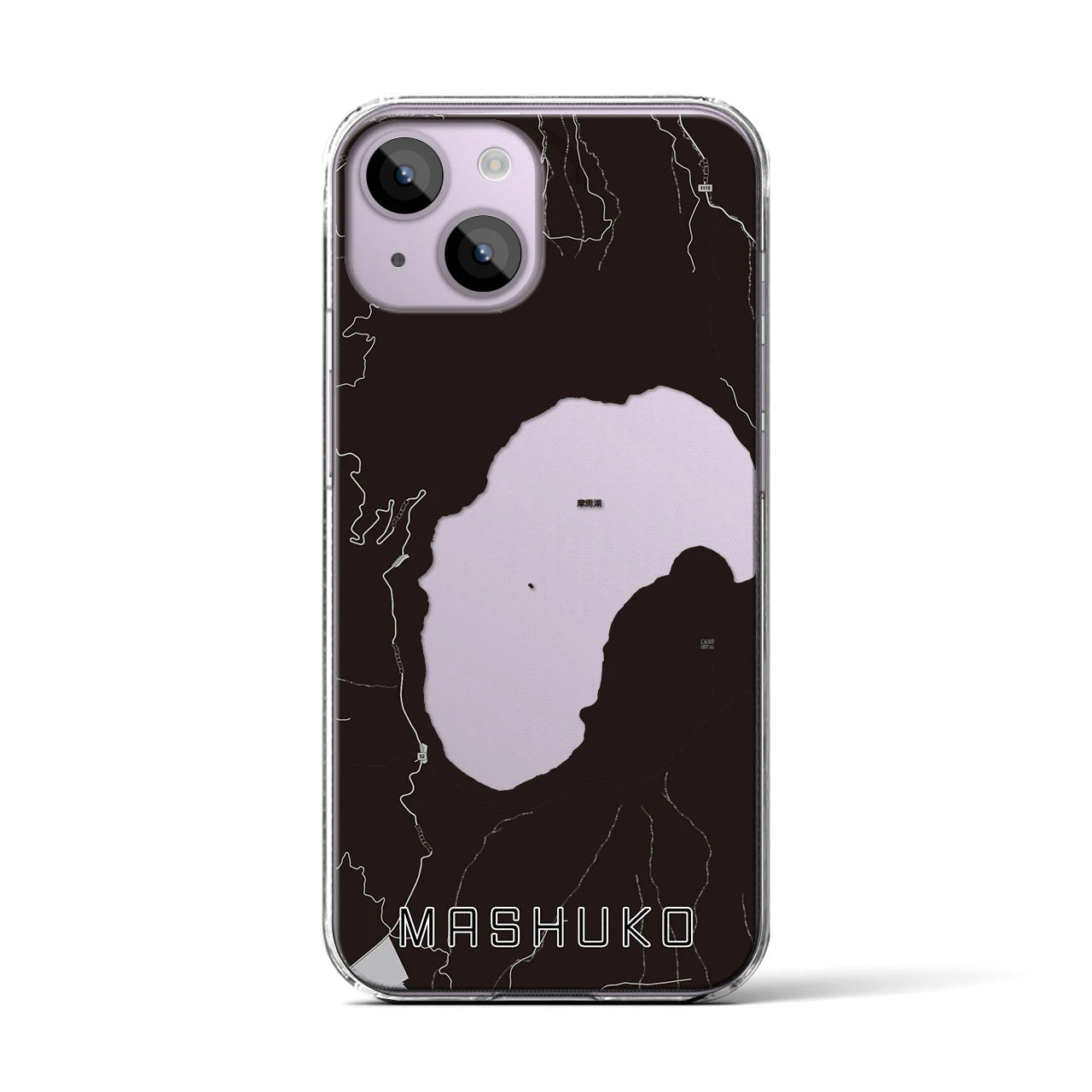 【摩周湖(北海道)】地図柄iPhoneケース(クリアタイプ)