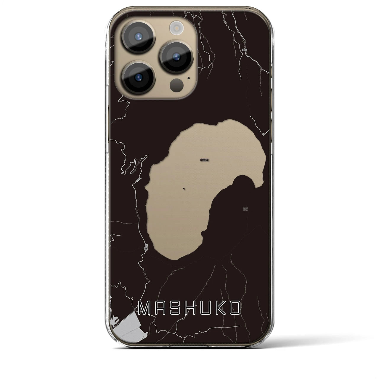 【摩周湖(北海道)】地図柄iPhoneケース(クリアタイプ)