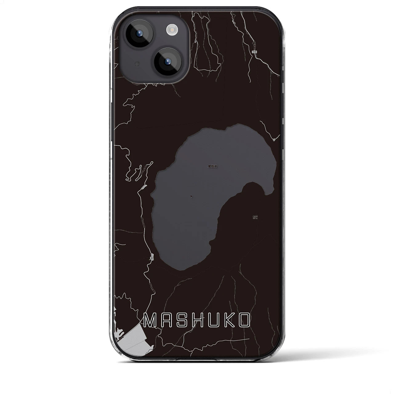 【摩周湖(北海道)】地図柄iPhoneケース(クリアタイプ)