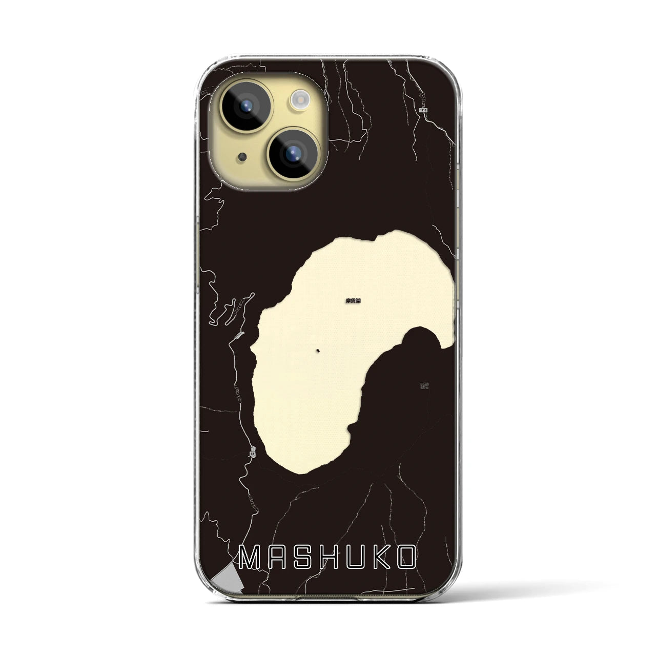 【摩周湖(北海道)】地図柄iPhoneケース(クリアタイプ)