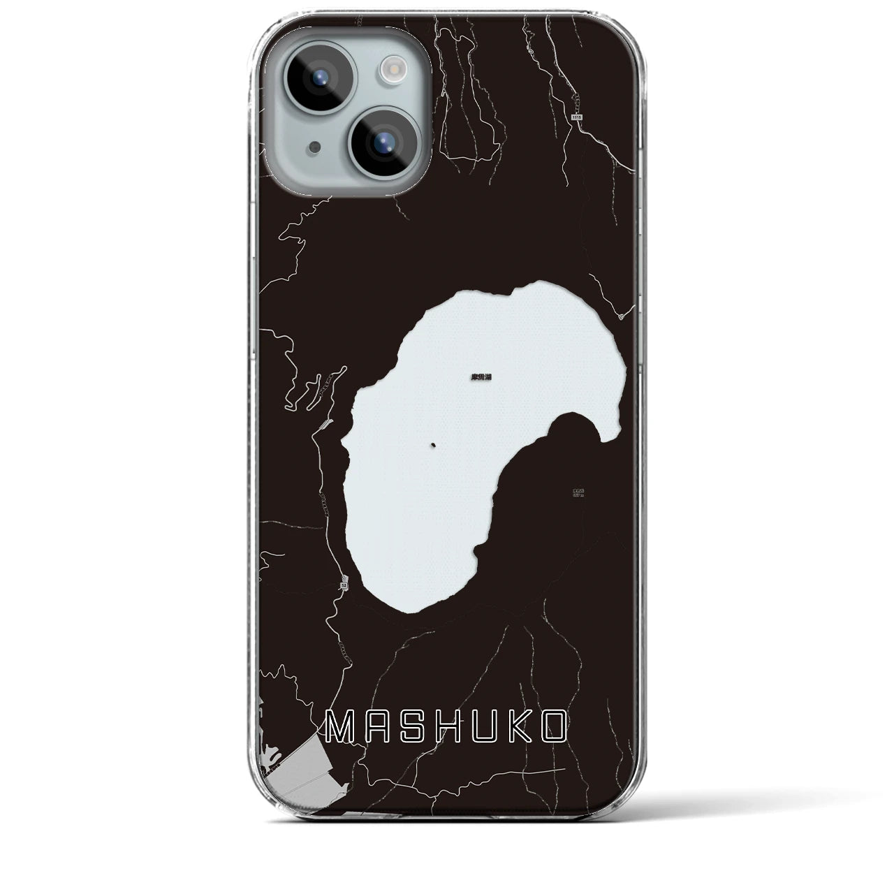 【摩周湖(北海道)】地図柄iPhoneケース(クリアタイプ)