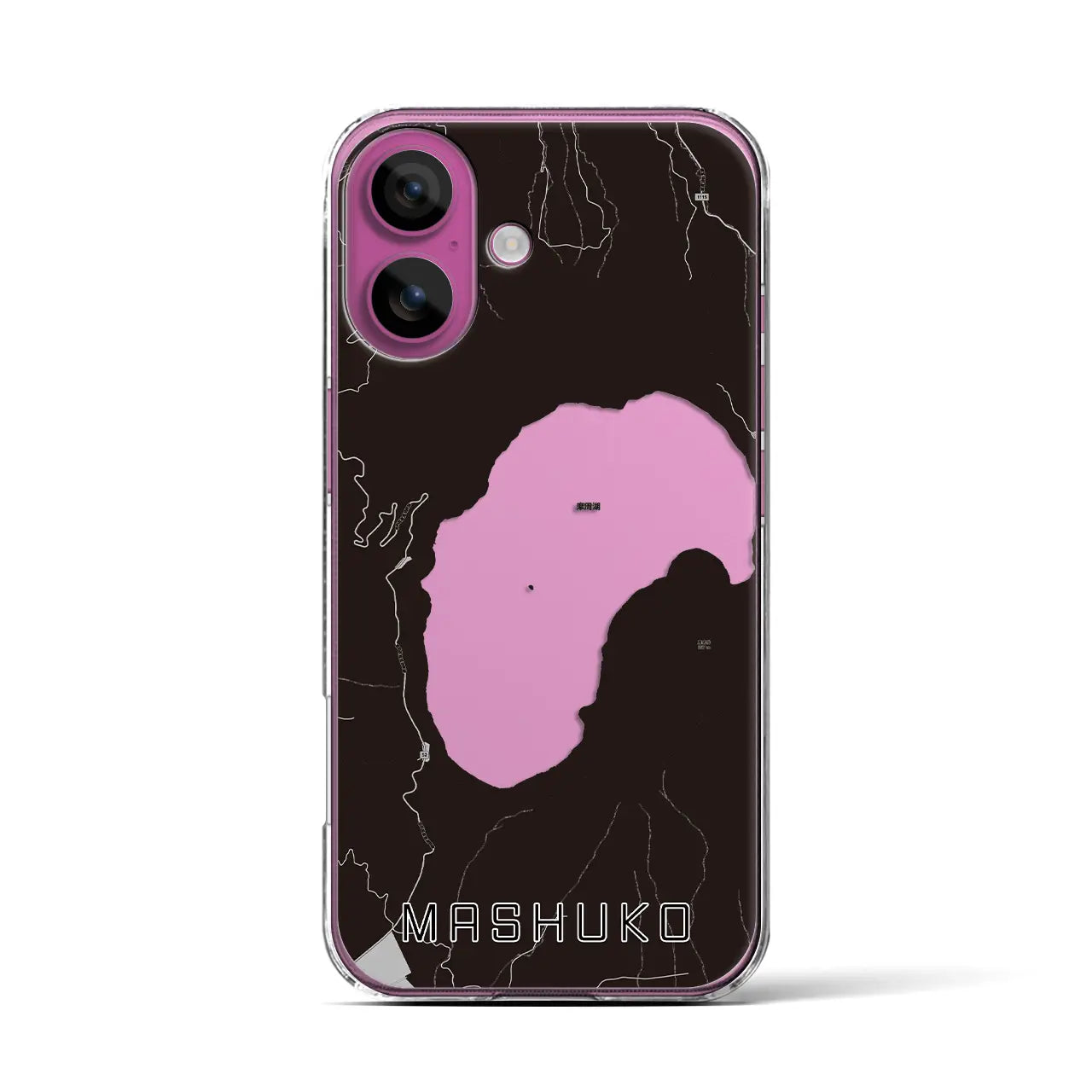 【摩周湖(北海道)】地図柄iPhoneケース(クリアタイプ)