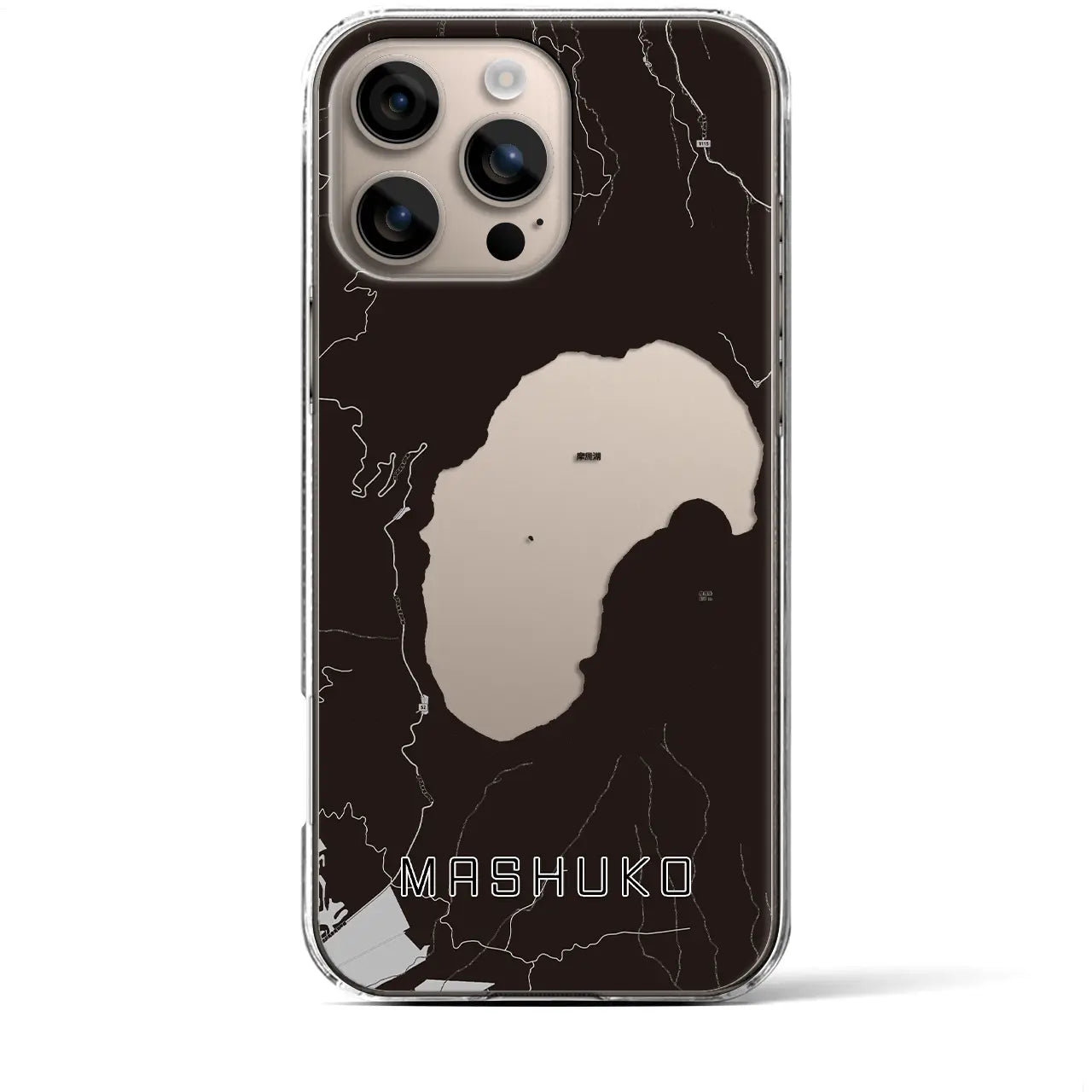 【摩周湖(北海道)】地図柄iPhoneケース(クリアタイプ)