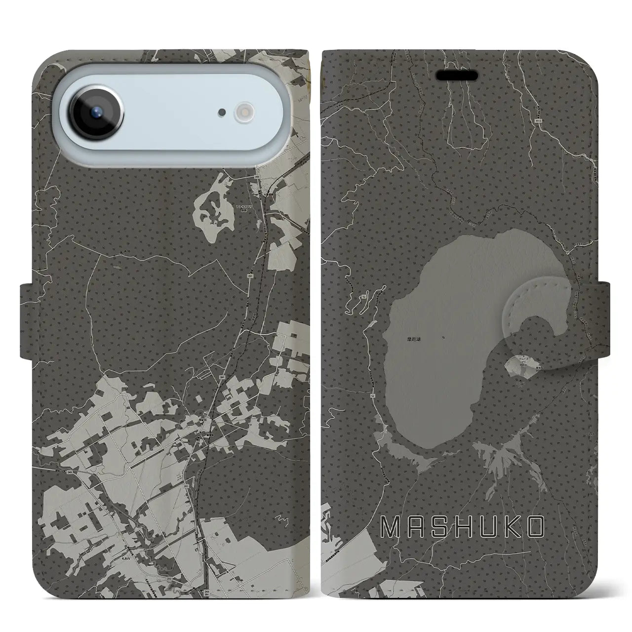 【摩周湖(北海道)】地図柄iPhoneケース(手帳タイプ)