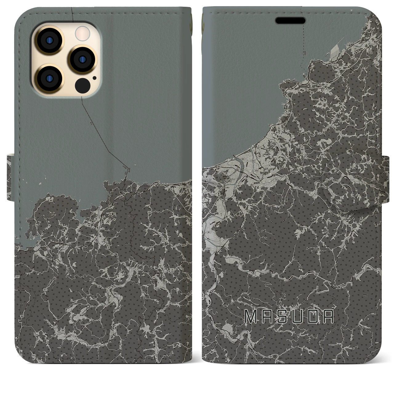 【益田(島根県)】地図柄iPhoneケース(手帳タイプ)