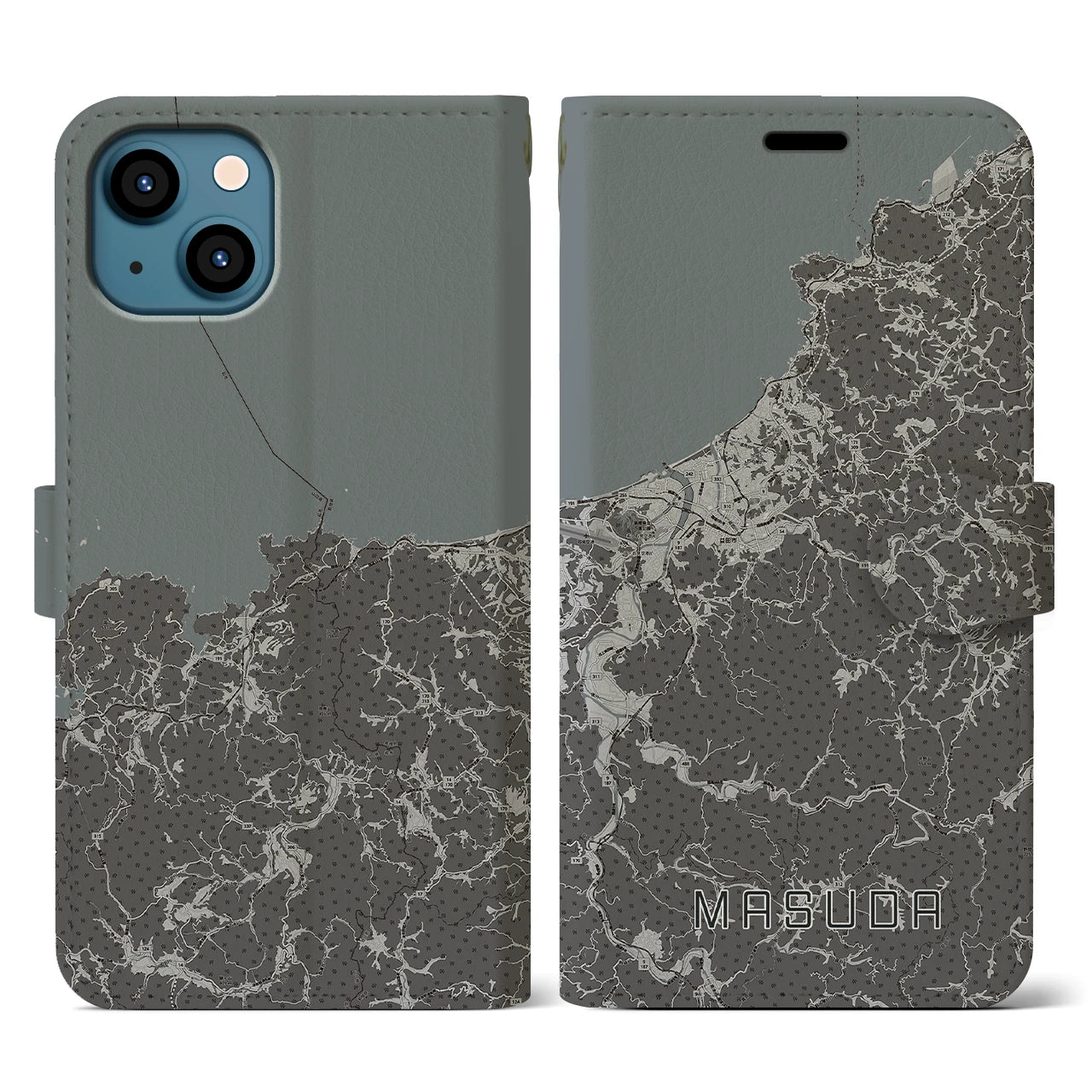 【益田(島根県)】地図柄iPhoneケース(手帳タイプ)