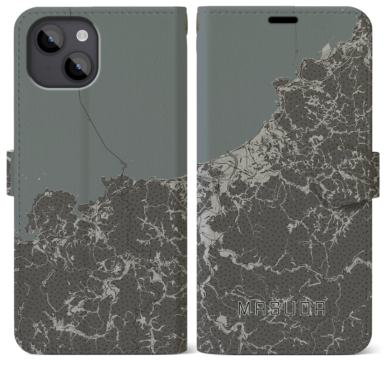 【益田(島根県)】地図柄iPhoneケース(手帳タイプ)