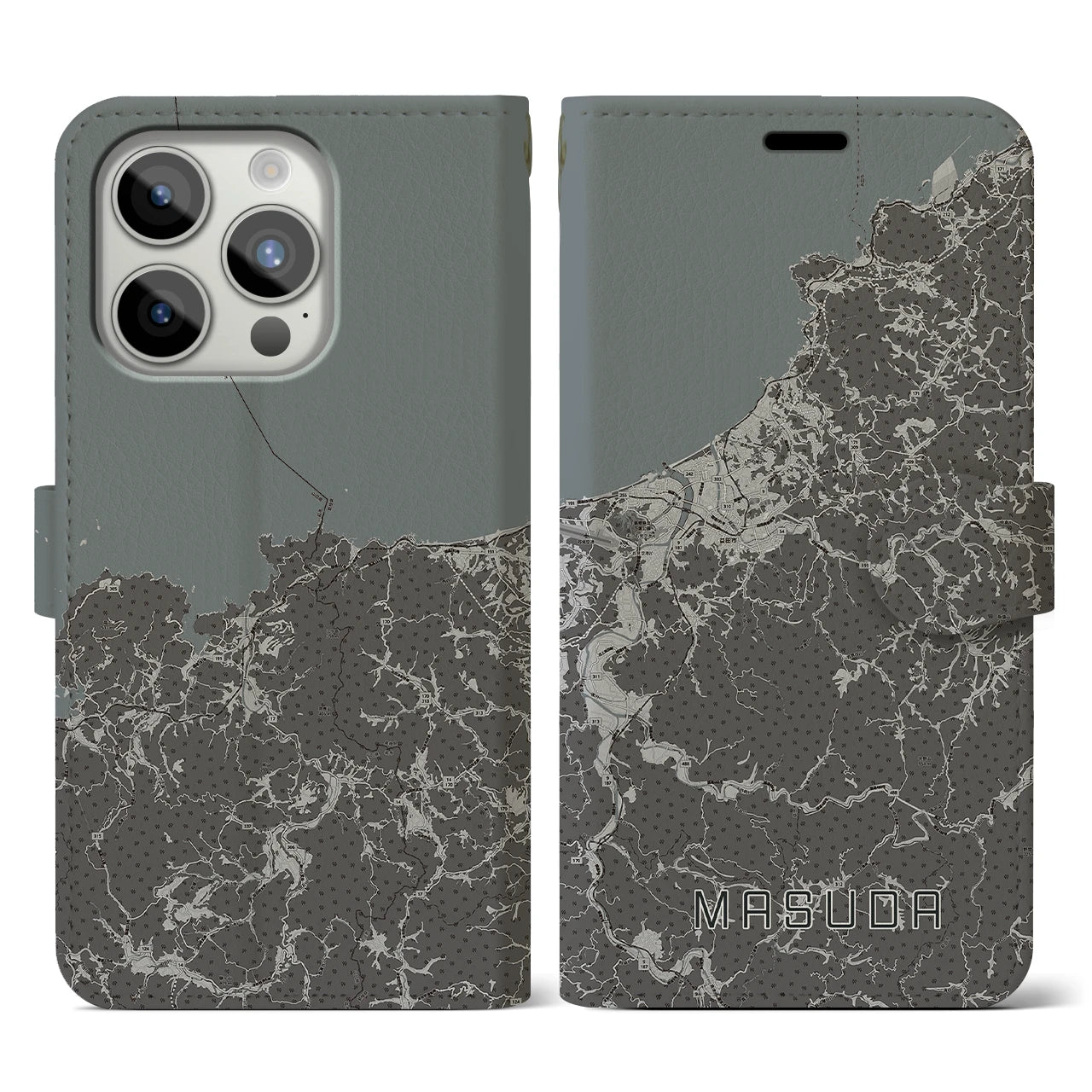 【益田(島根県)】地図柄iPhoneケース(手帳タイプ)