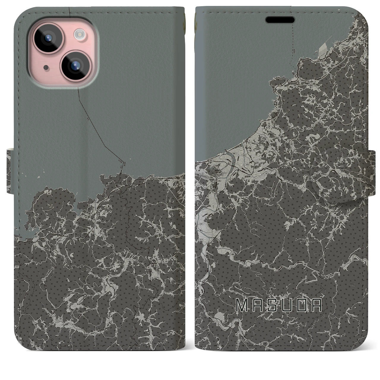 【益田(島根県)】地図柄iPhoneケース(手帳タイプ)