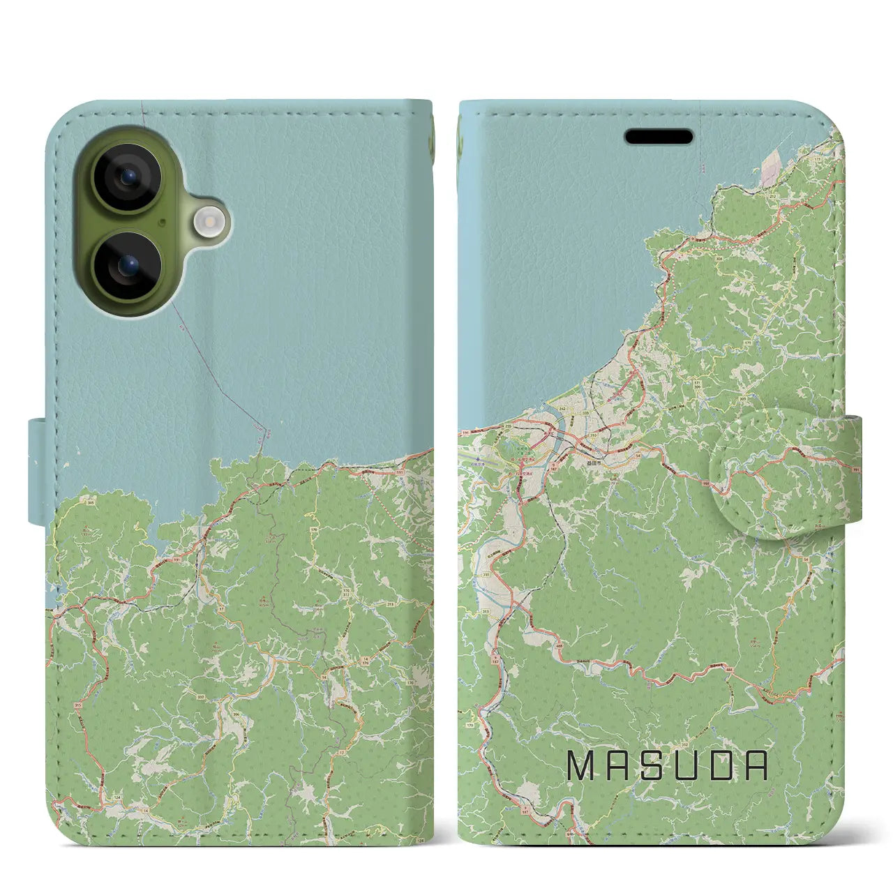 【益田(島根県)】地図柄iPhoneケース(手帳タイプ)