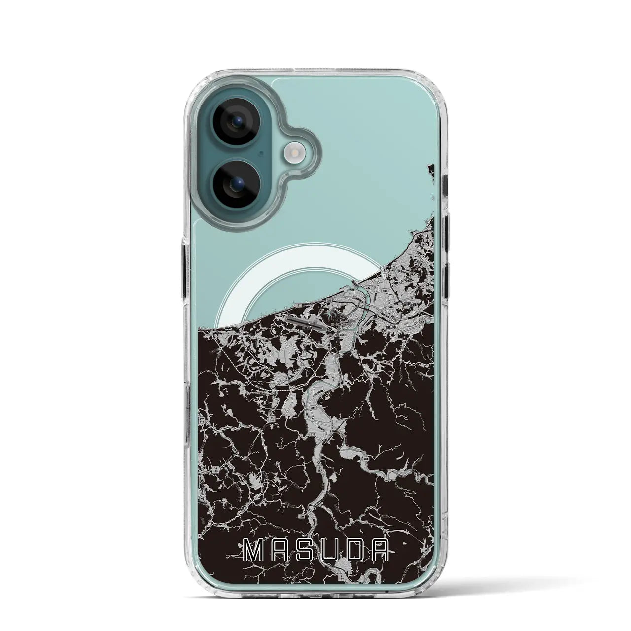 【益田(島根県)】地図柄iPhoneケース(MagSafeタイプ)モノトーン・iPhone 16 Pro 用