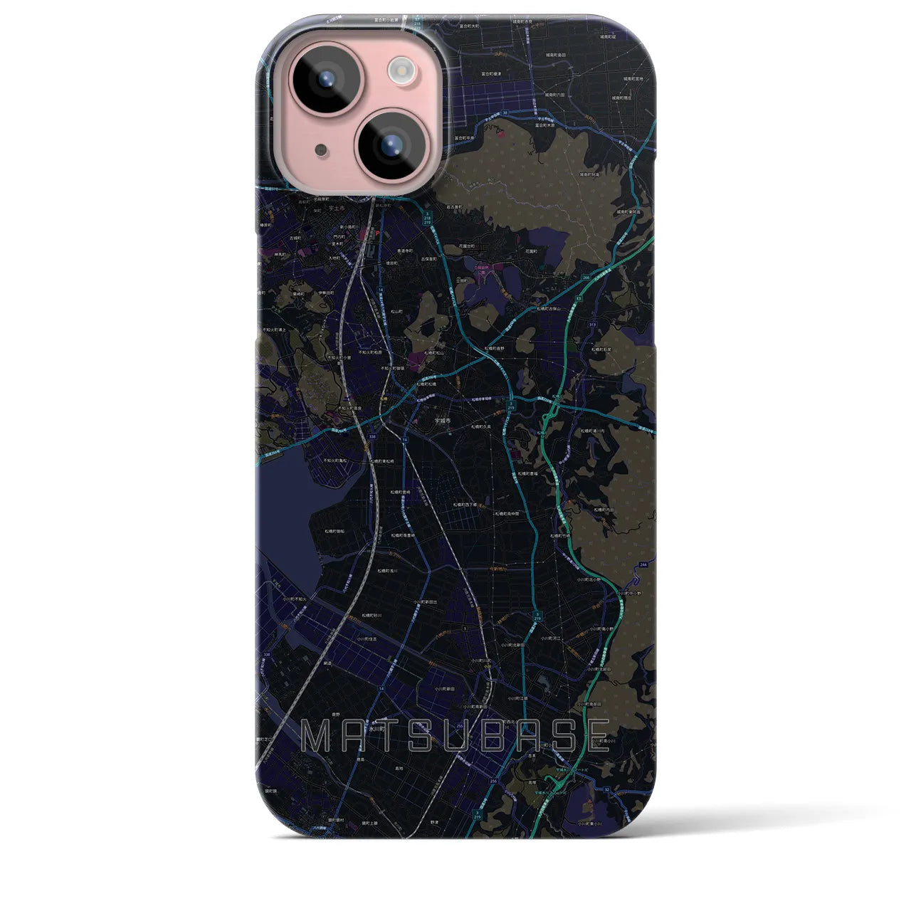 【松橋(熊本県)】地図柄iPhoneケース(バックカバータイプ)