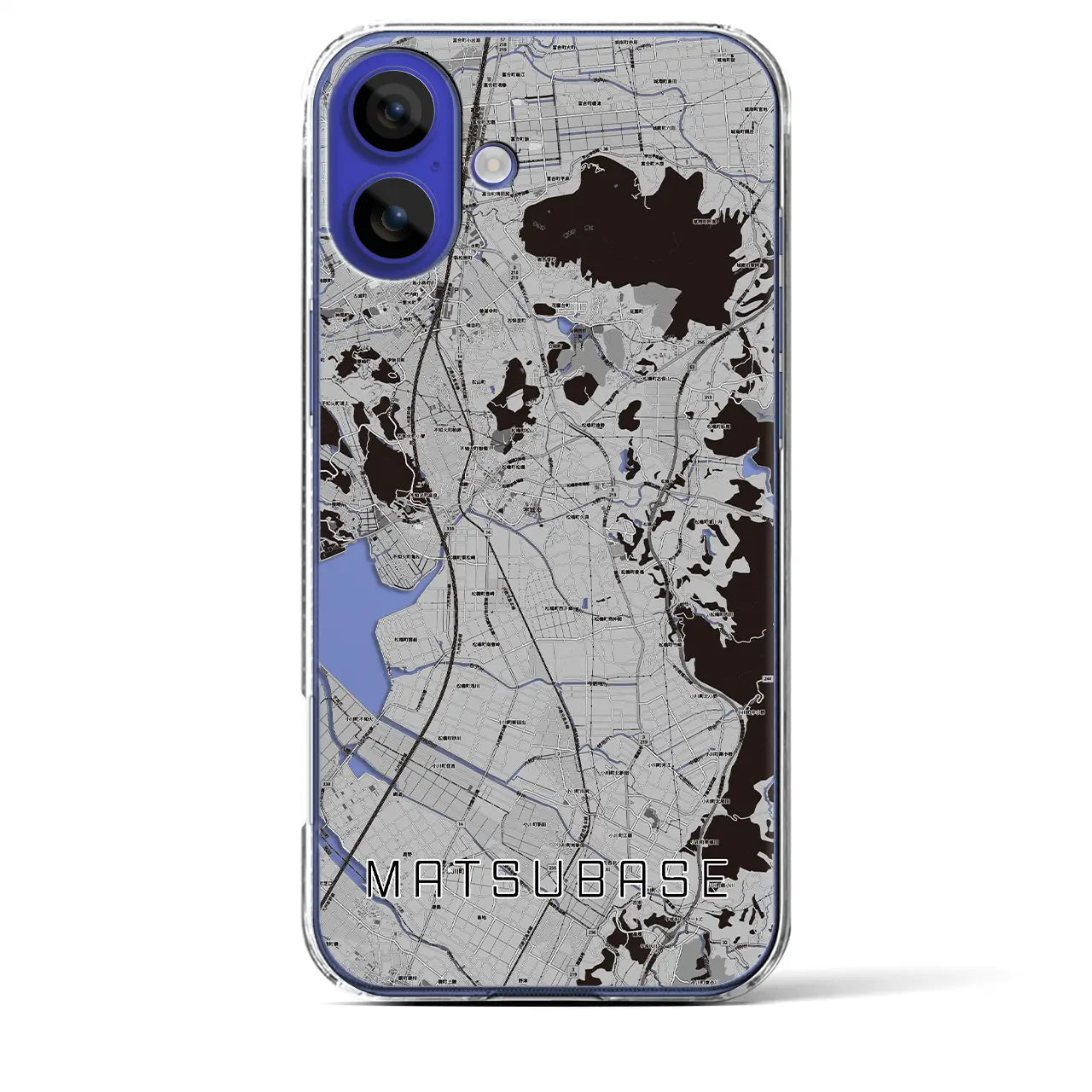 【松橋(熊本県)】地図柄iPhoneケース(クリアタイプ)モノトーン・iPhone 16 Pro Max 用
