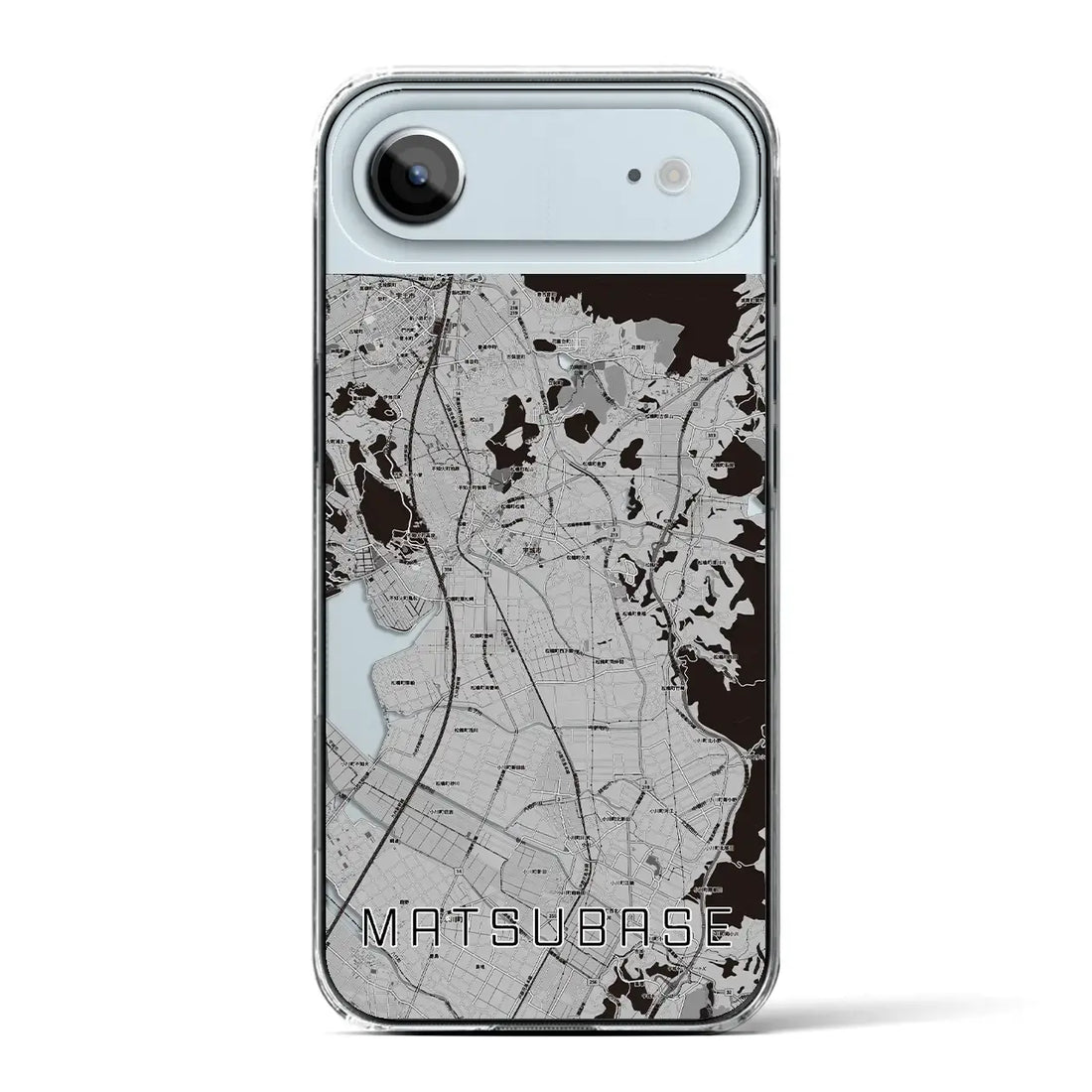 【松橋(熊本県)】地図柄iPhoneケース(クリアタイプ)モノトーン・iPhone 17 Pro Max 用