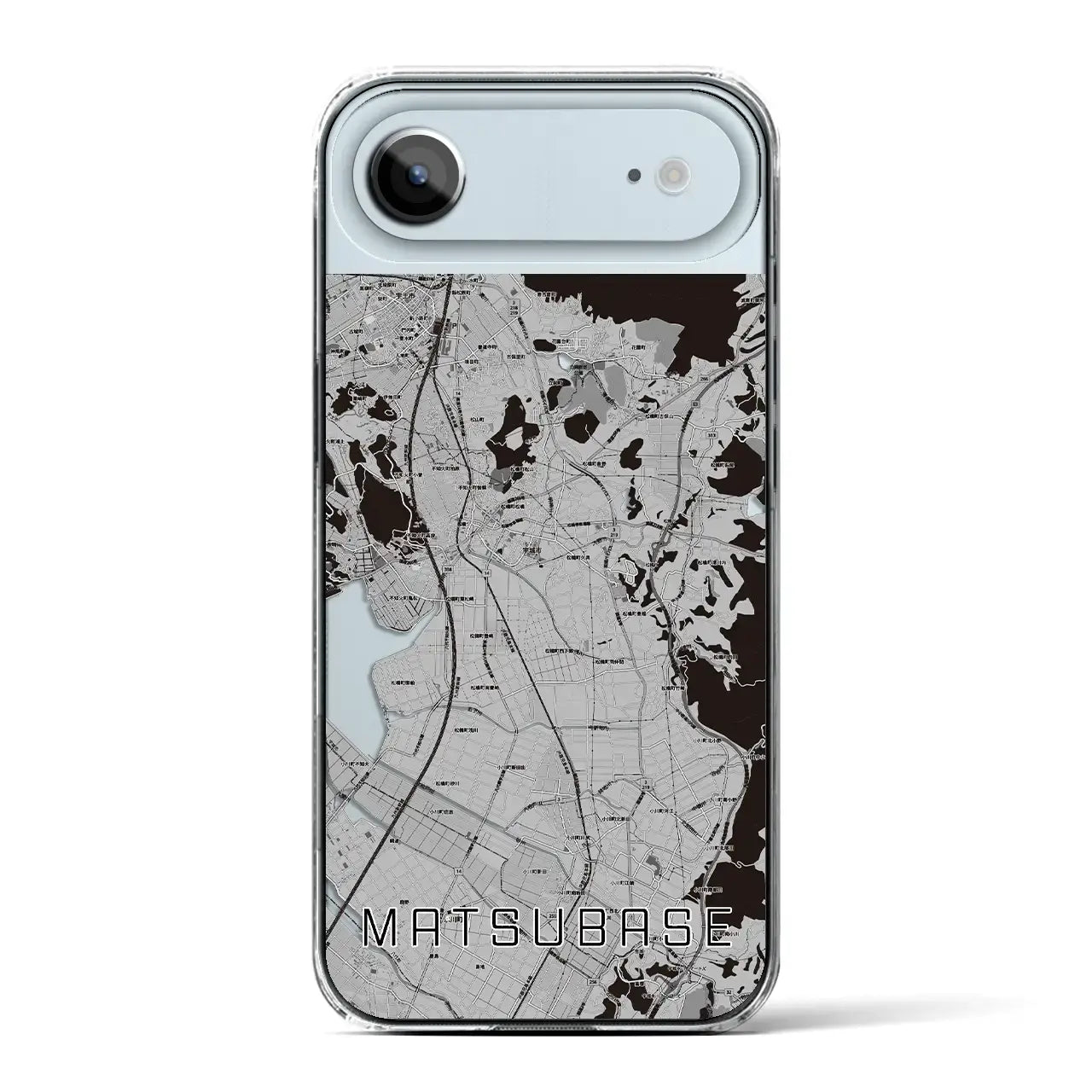 【松橋(熊本県)】地図柄iPhoneケース(クリアタイプ)モノトーン・iPhone 17 Pro Max 用