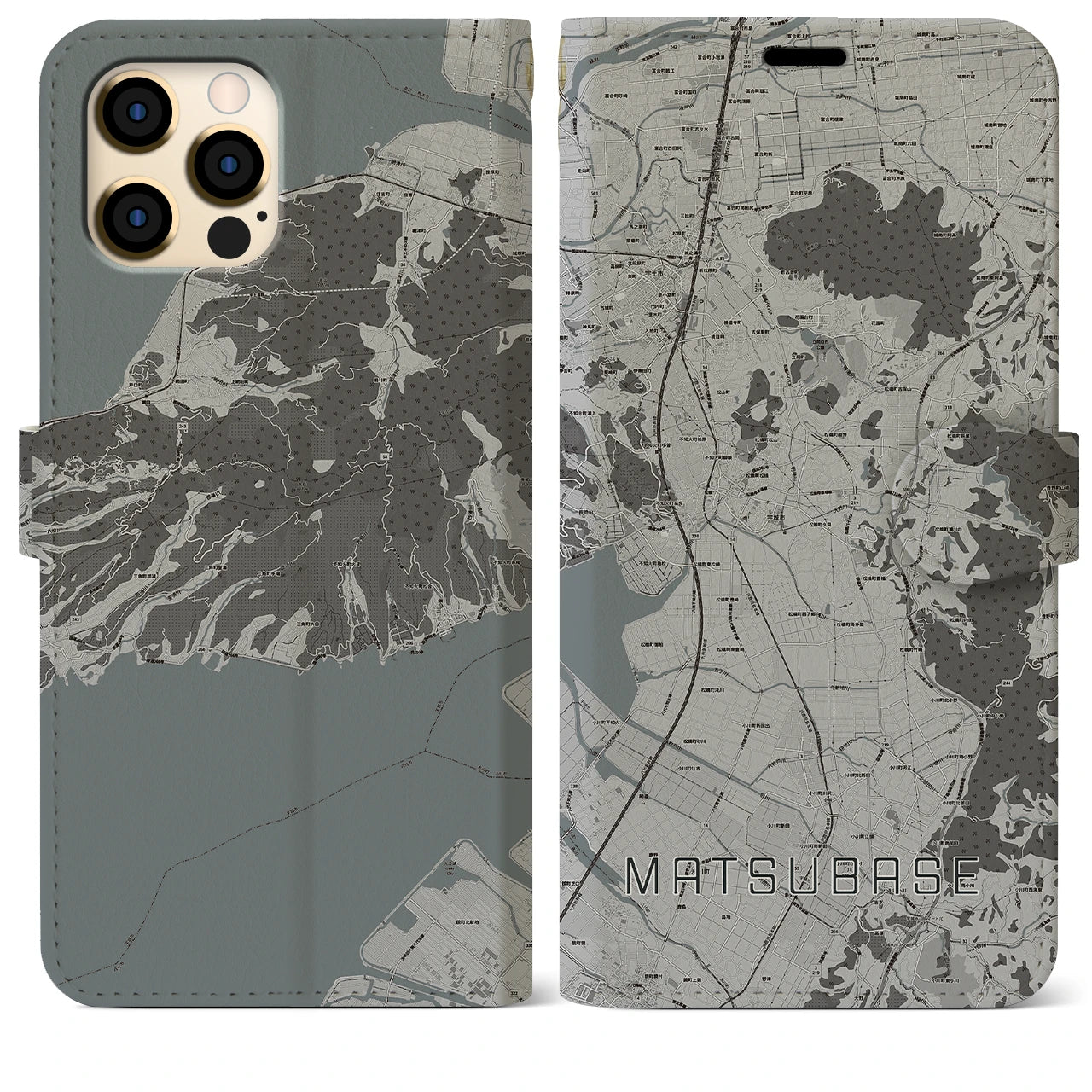 【松橋(熊本県)】地図柄iPhoneケース(手帳タイプ)