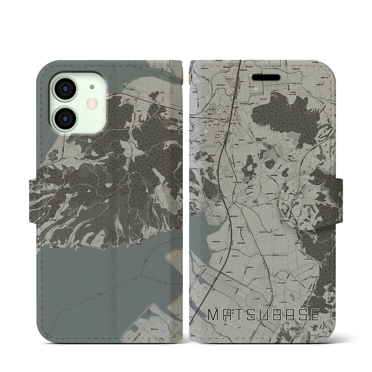 【松橋(熊本県)】地図柄iPhoneケース(手帳タイプ)