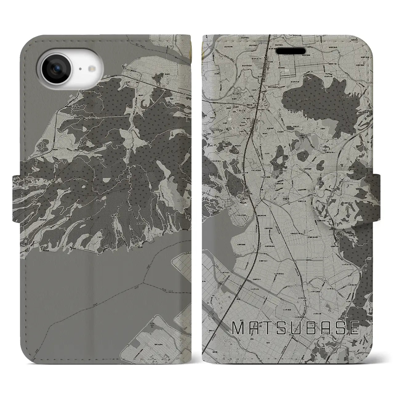 【松橋(熊本県)】地図柄iPhoneケース(手帳タイプ)