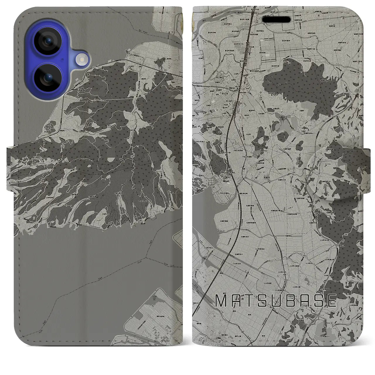 【松橋(熊本県)】地図柄iPhoneケース(手帳タイプ)