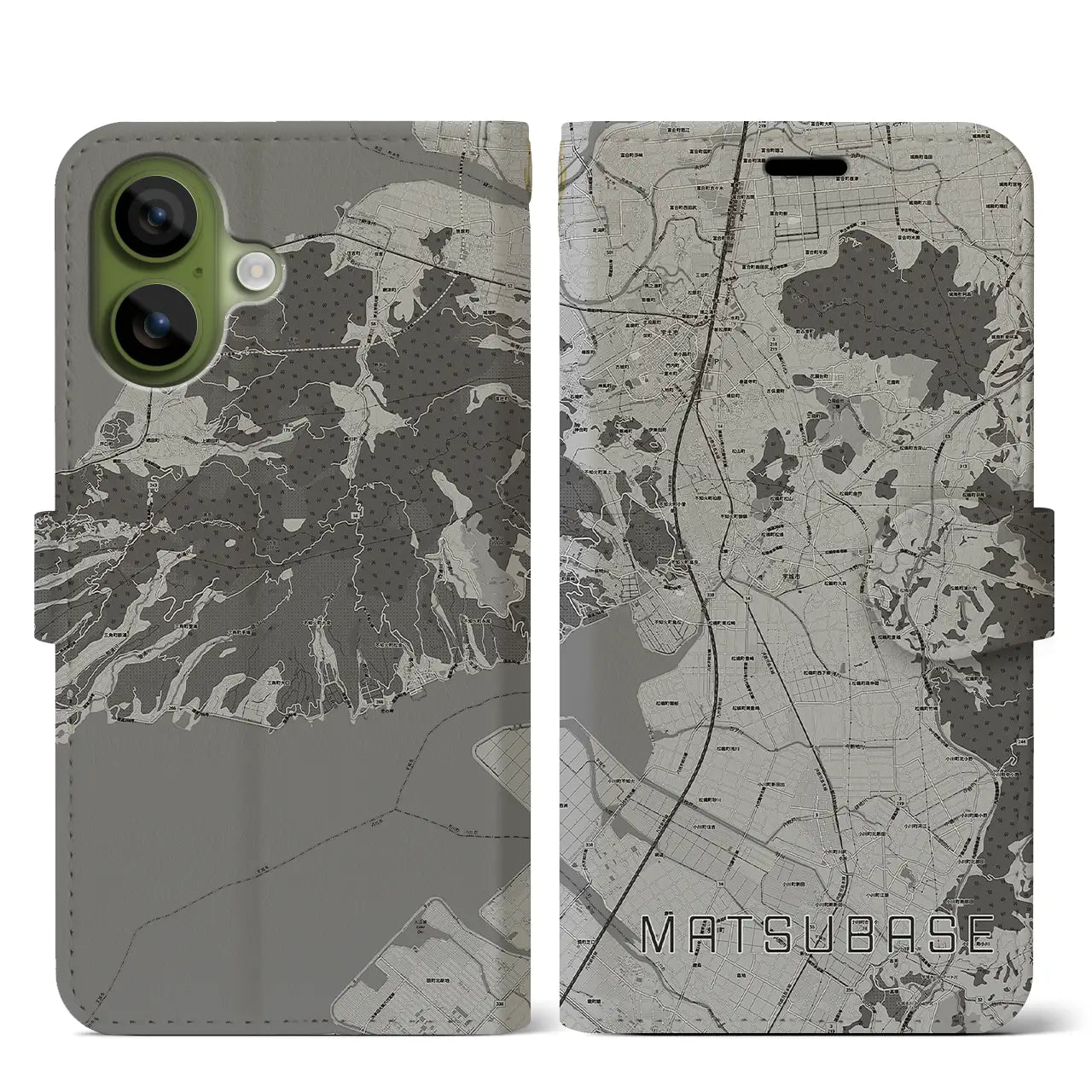 【松橋(熊本県)】地図柄iPhoneケース(手帳タイプ)