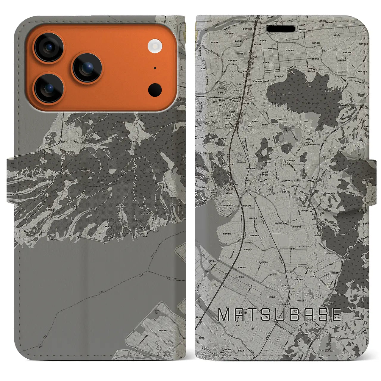 【松橋(熊本県)】地図柄iPhoneケース(手帳タイプ)