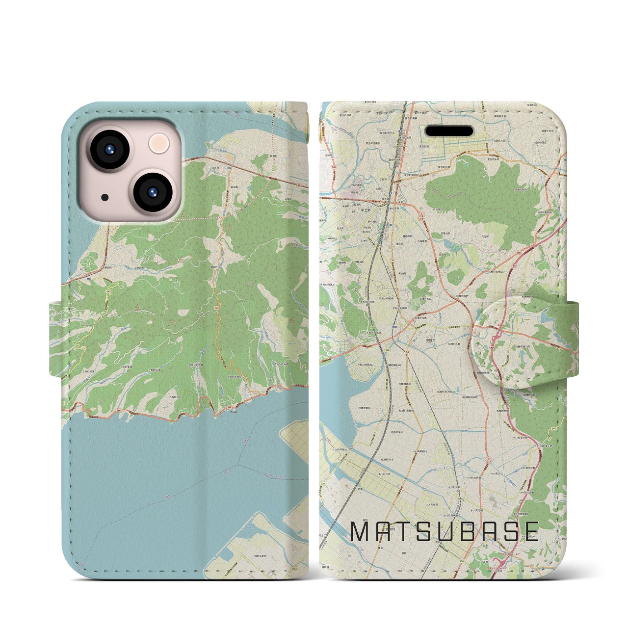 【松橋(熊本県)】地図柄iPhoneケース(手帳タイプ)