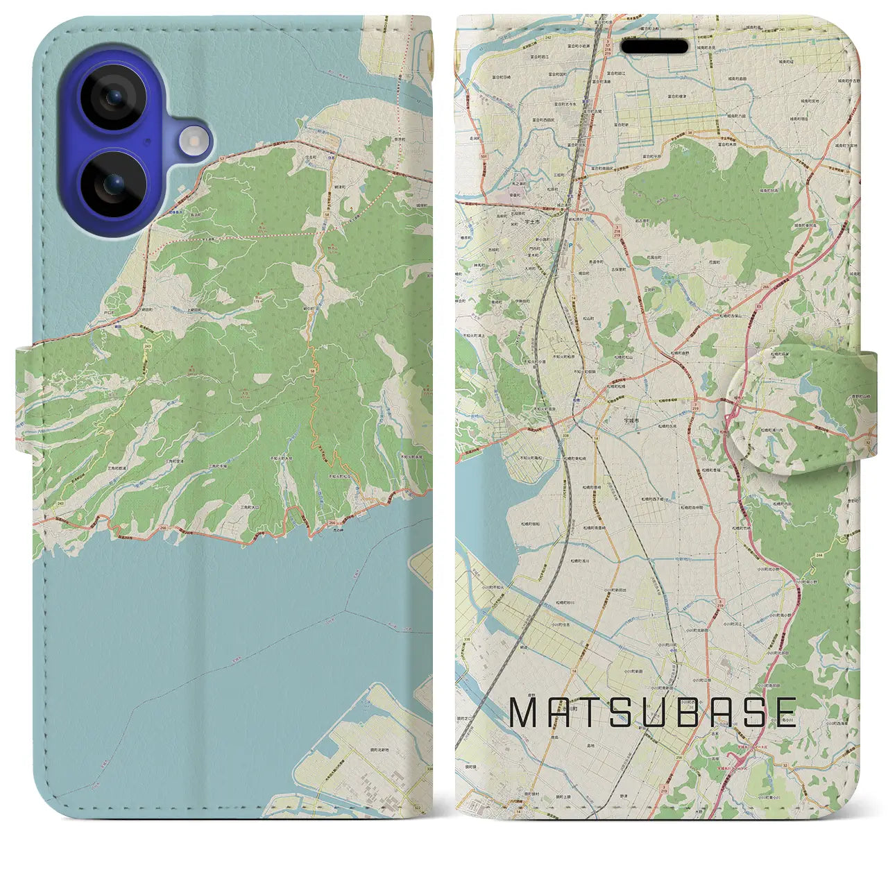 【松橋(熊本県)】地図柄iPhoneケース(手帳タイプ)