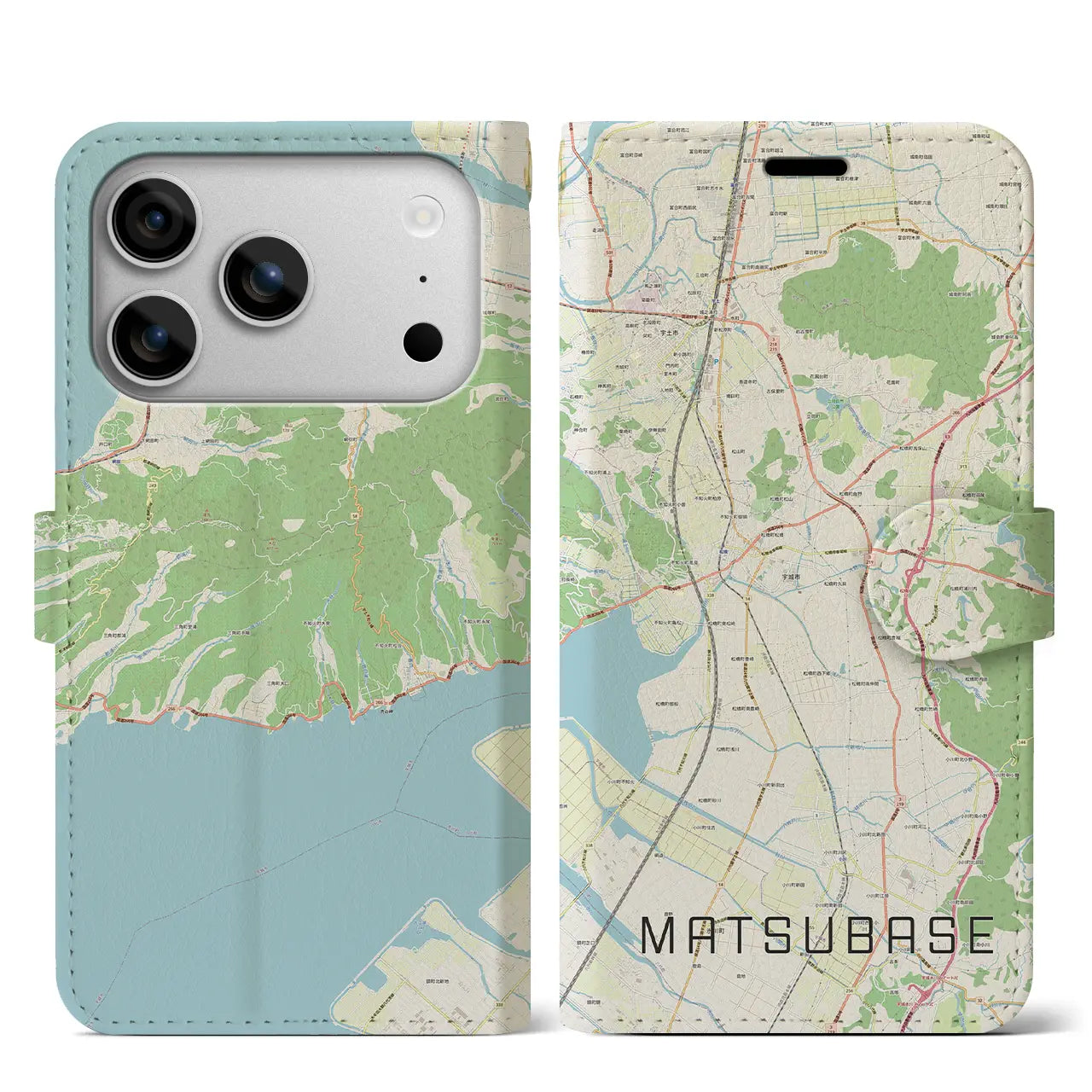 【松橋(熊本県)】地図柄iPhoneケース(手帳タイプ)