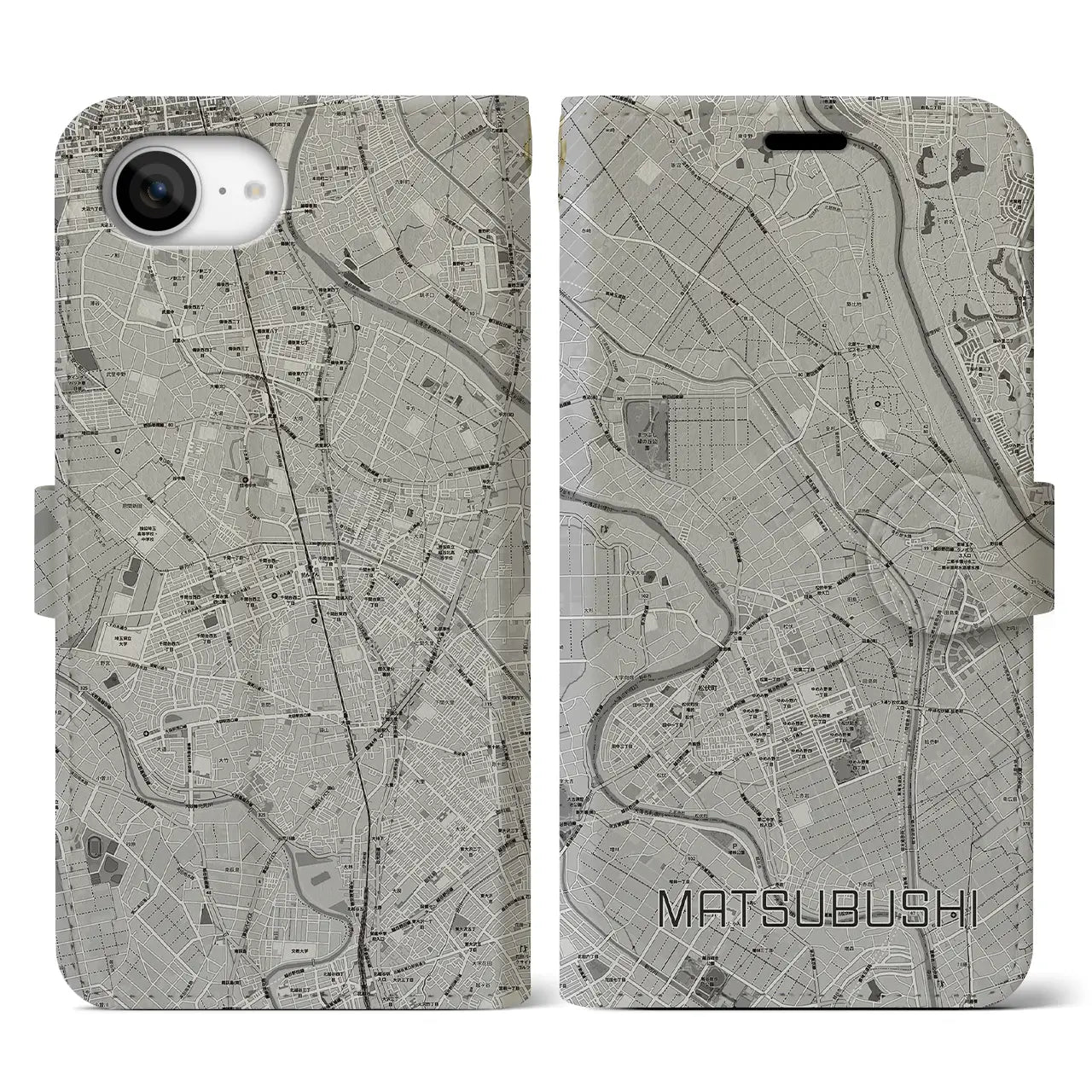 【松伏(埼玉県)】地図柄iPhoneケース(手帳タイプ)