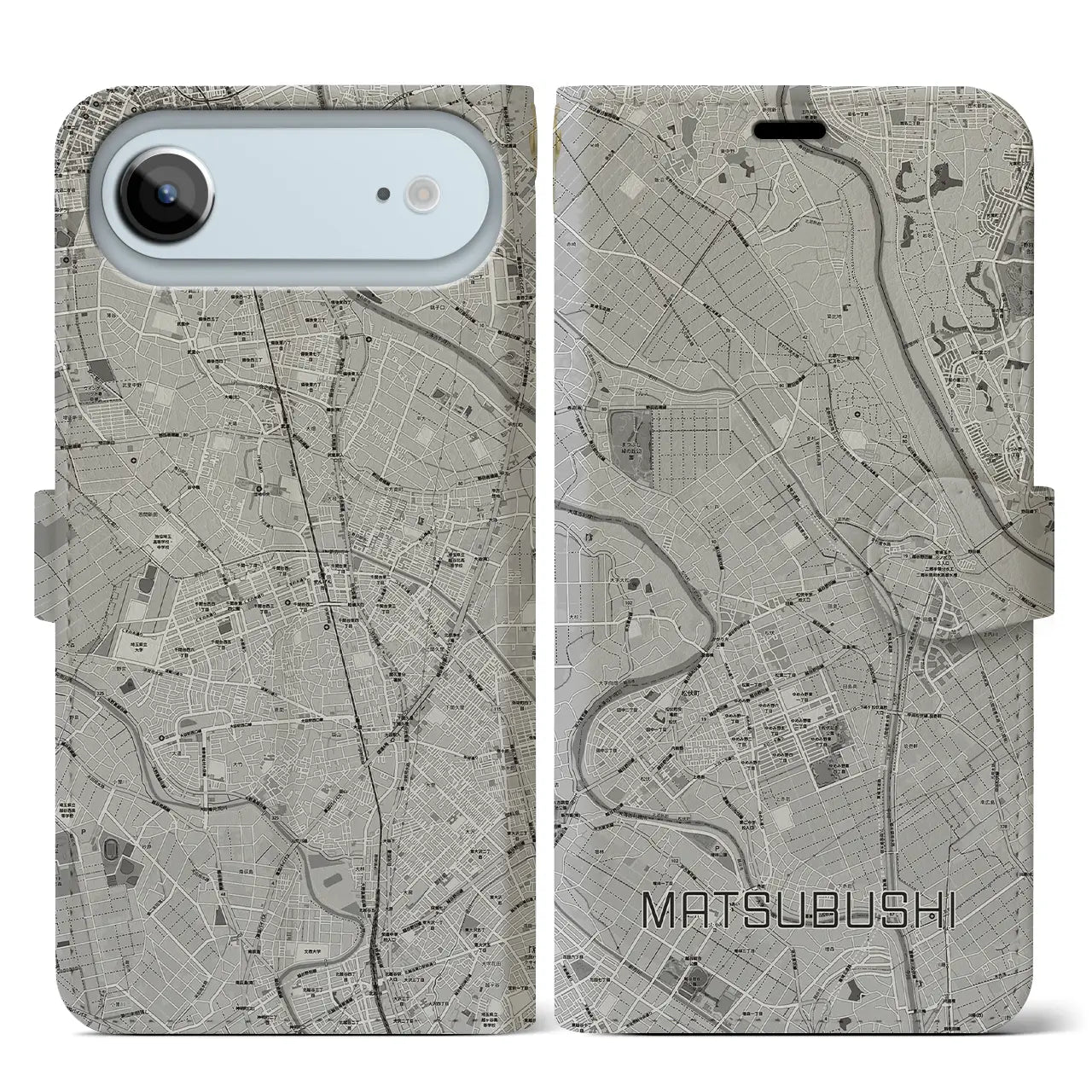 【松伏(埼玉県)】地図柄iPhoneケース(手帳タイプ)