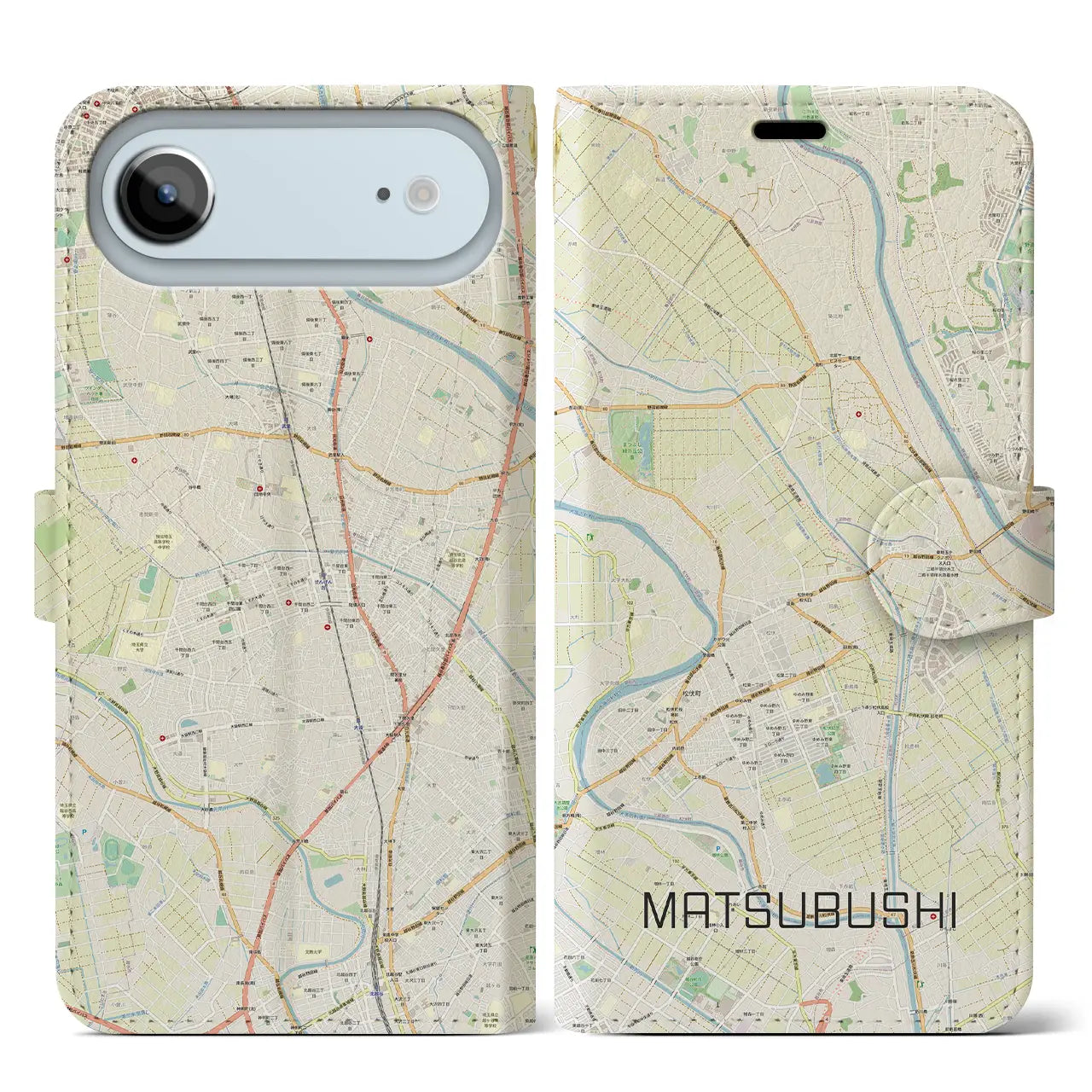 【松伏(埼玉県)】地図柄iPhoneケース(手帳タイプ)