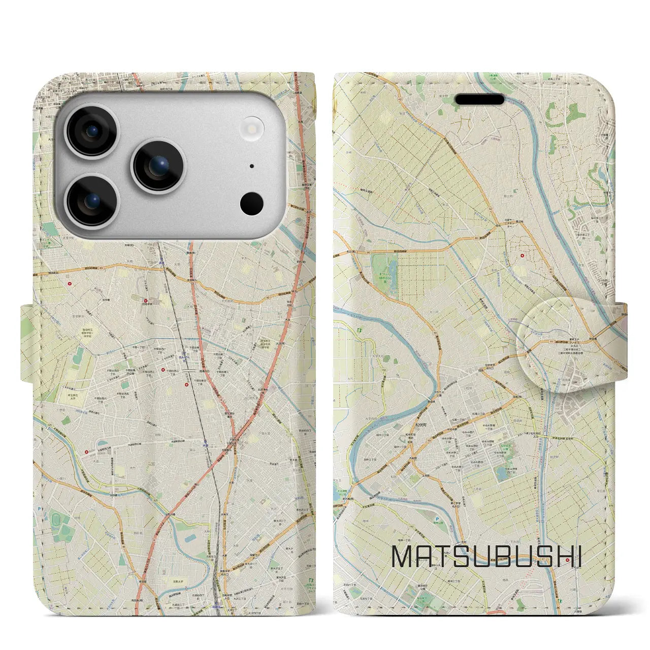 【松伏(埼玉県)】地図柄iPhoneケース(手帳タイプ)