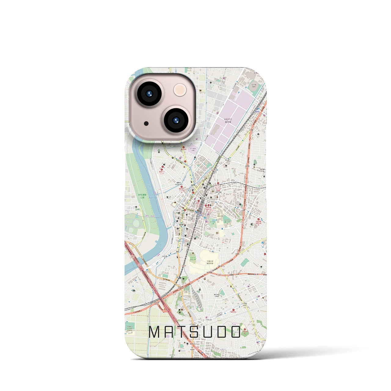 【松戸(千葉県)】地図柄iPhoneケース(バックカバータイプ)