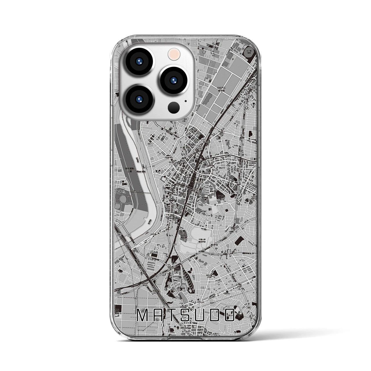 【松戸(千葉県)】地図柄iPhoneケース(クリアタイプ)