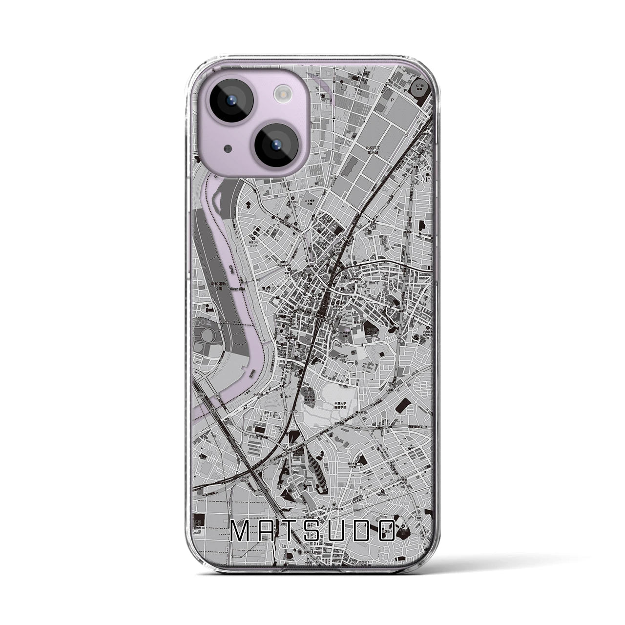 【松戸(千葉県)】地図柄iPhoneケース(クリアタイプ)