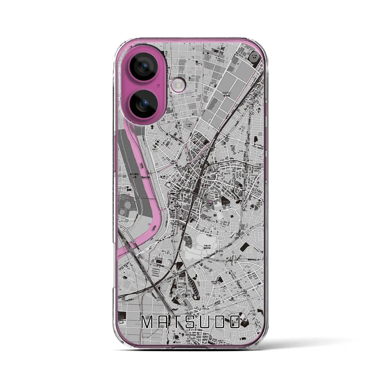 【松戸(千葉県)】地図柄iPhoneケース(クリアタイプ)