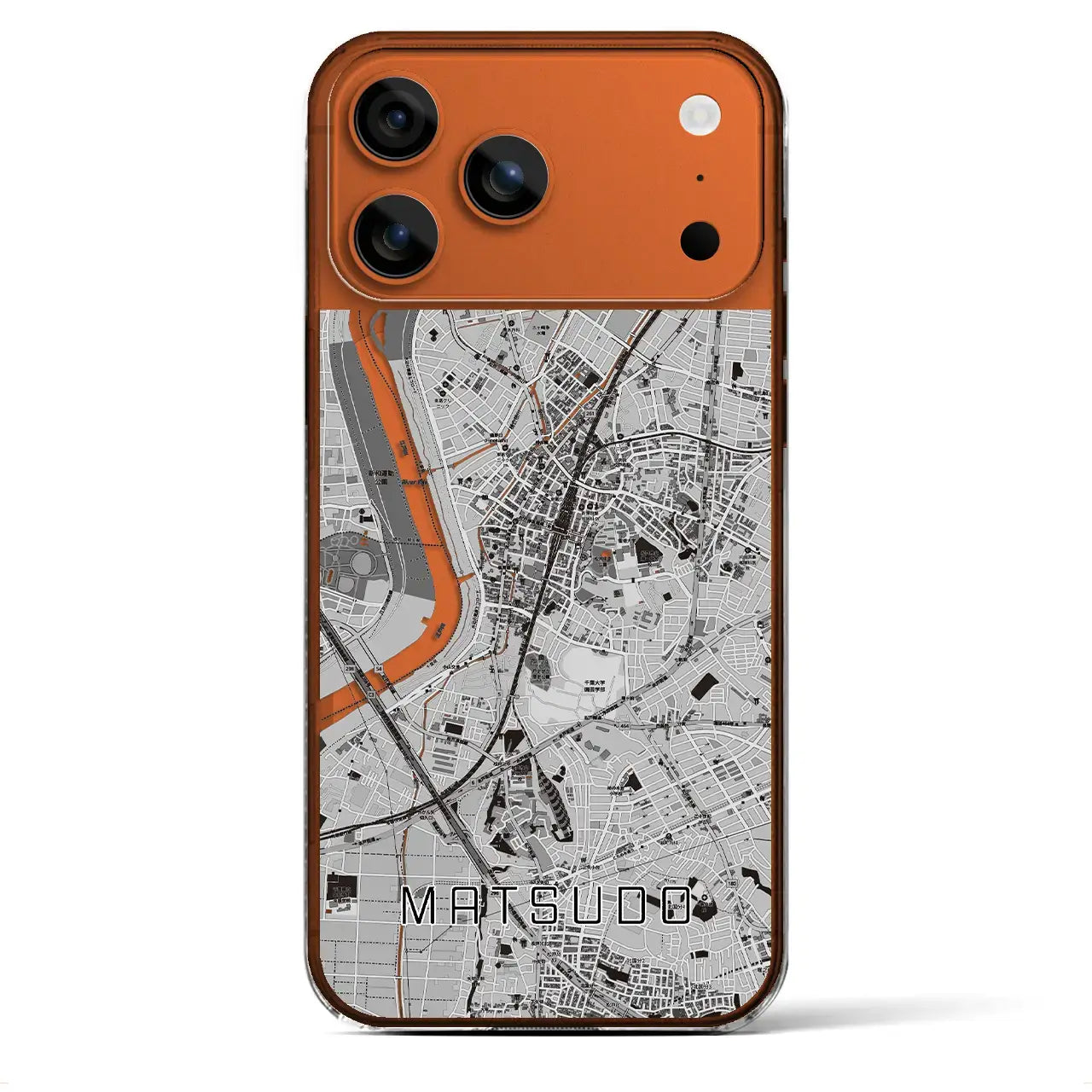 【松戸(千葉県)】地図柄iPhoneケース(クリアタイプ)モノトーン・iPhone 17 Pro Max 用