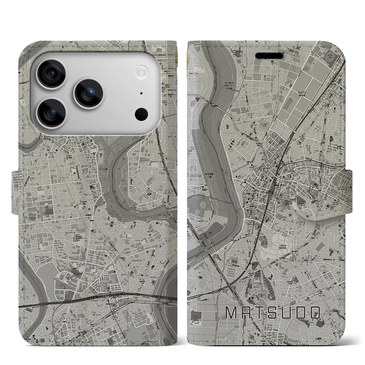 【松戸(千葉県)】地図柄iPhoneケース(手帳タイプ)