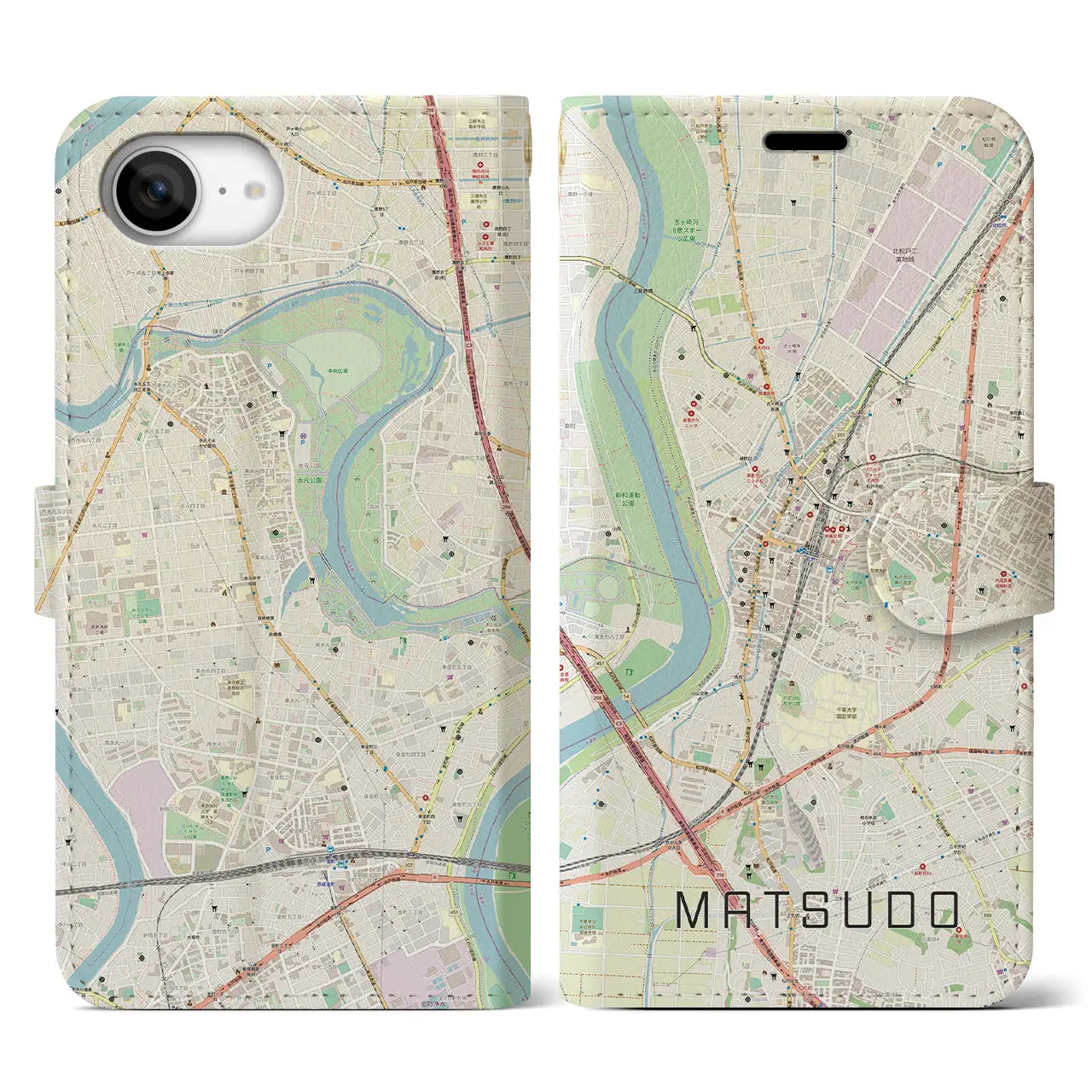 【松戸(千葉県)】地図柄iPhoneケース(手帳タイプ)