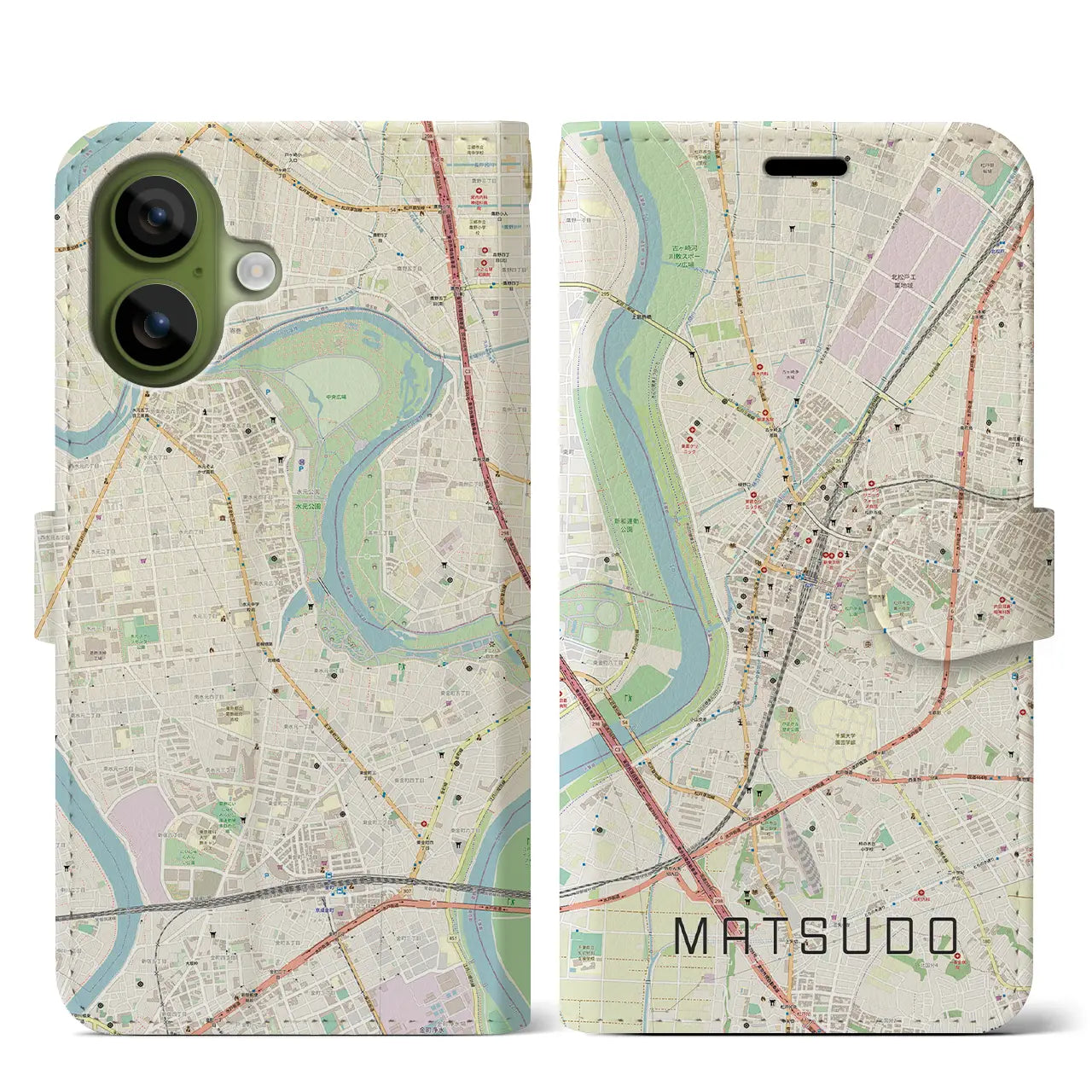 【松戸(千葉県)】地図柄iPhoneケース(手帳タイプ)