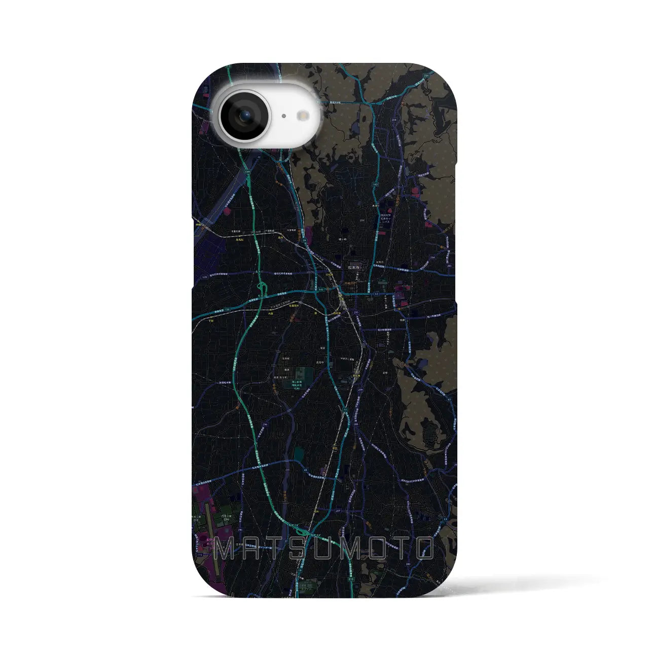 【松本(長野県)】地図柄iPhoneケース(バックカバータイプ)