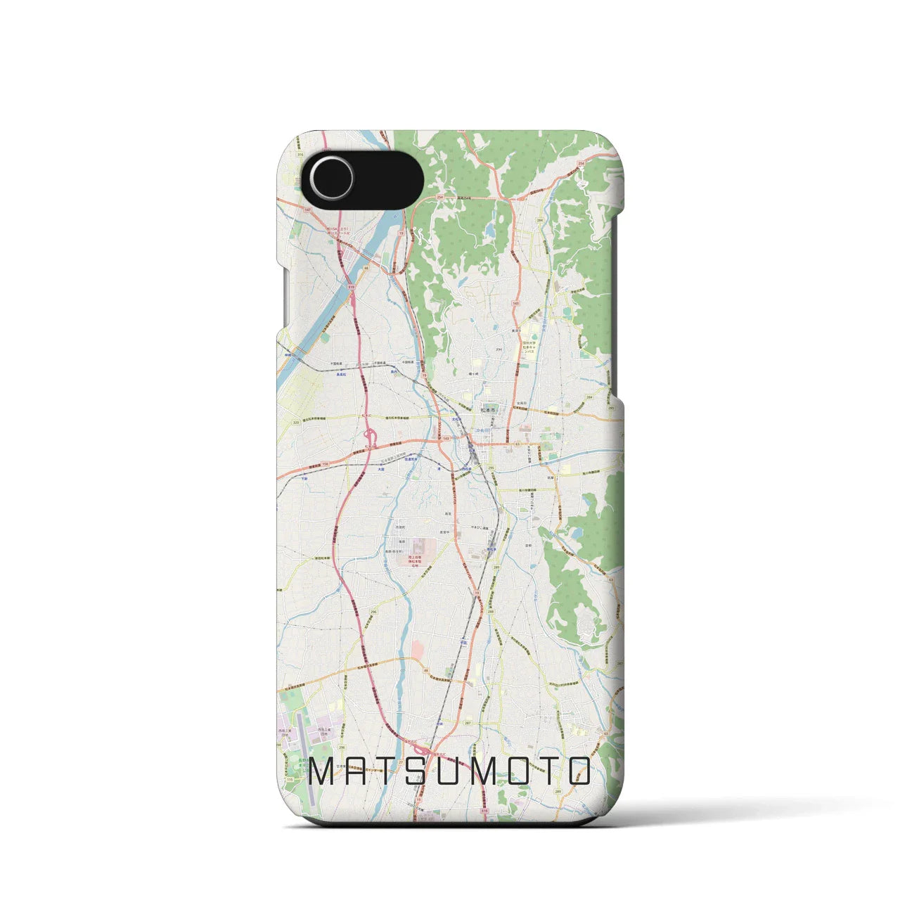 【松本(長野県)】地図柄iPhoneケース(バックカバータイプ)